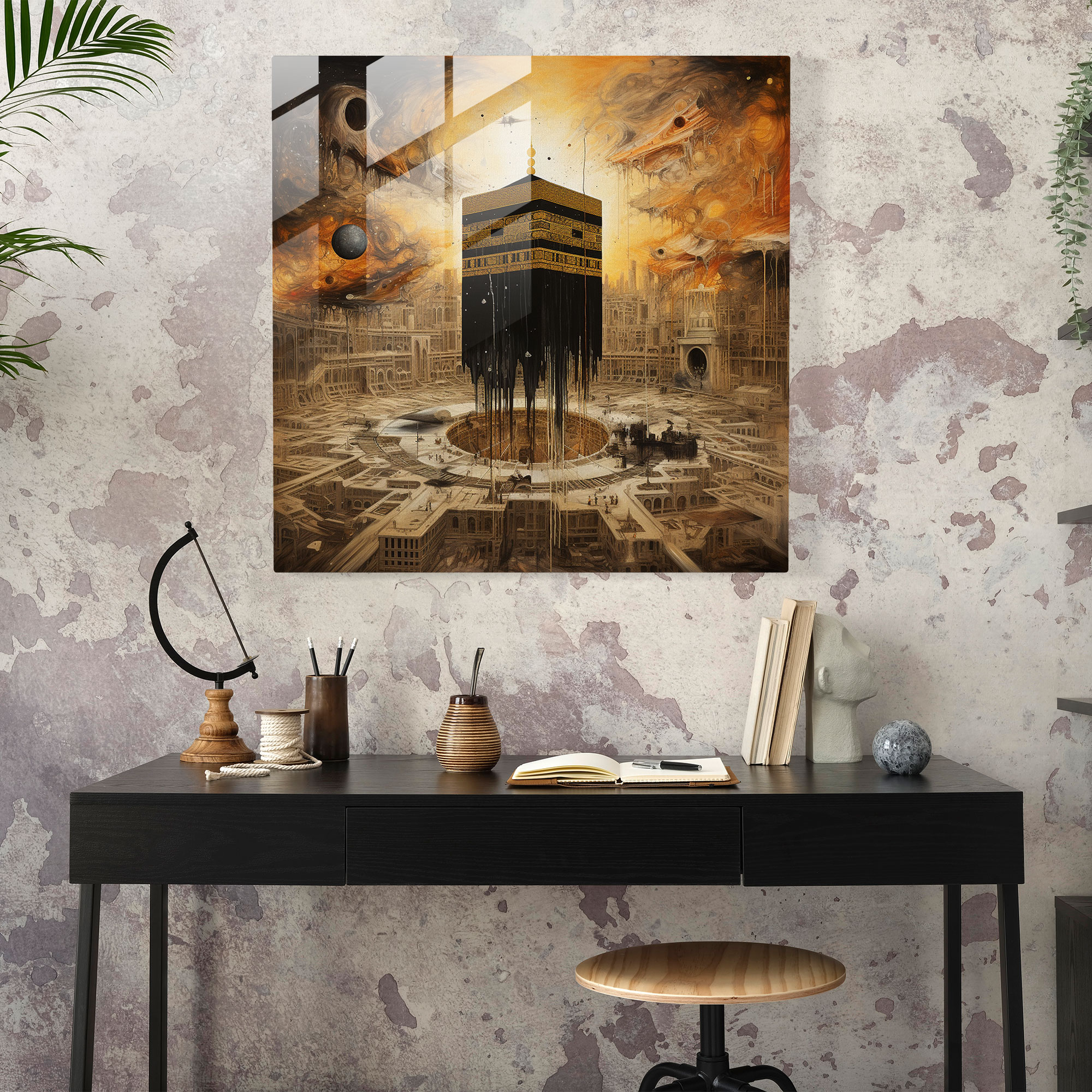 Kaaba Surreal Glass Print - Kaaba, Captivating Visual Narrative, Glass Wall Art, Modern Art