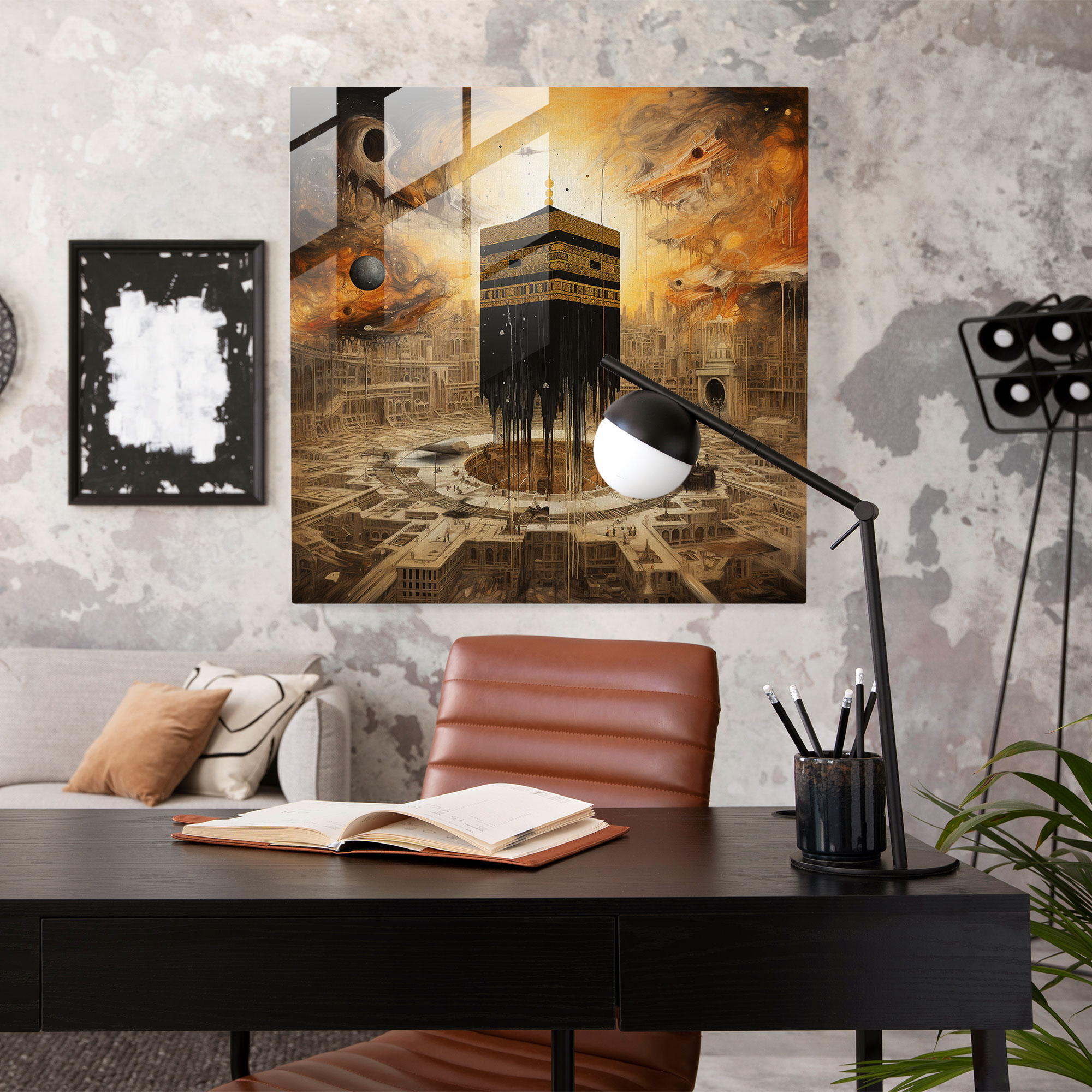 Kaaba Surreal Glass Print - Kaaba, Captivating Visual Narrative, Glass Wall Art, Modern Art