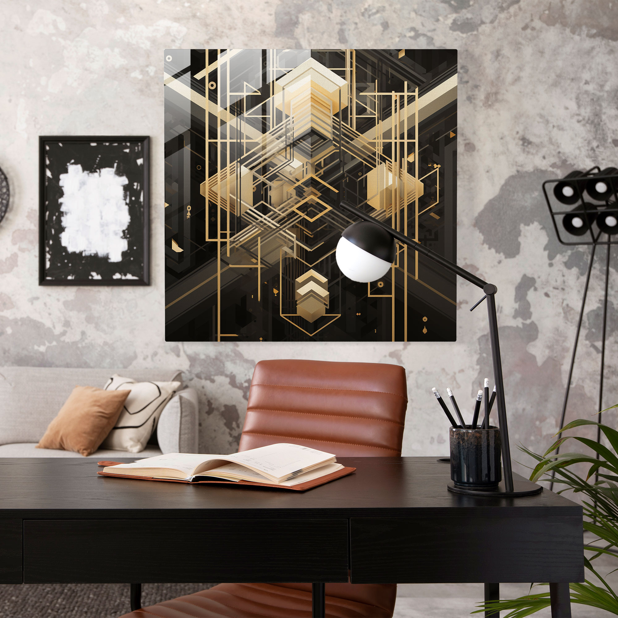 Kaaba Simetrisi Cam Tablo - Kaaba Cam Tablo Ev Dekorasyonu Modern Sanat