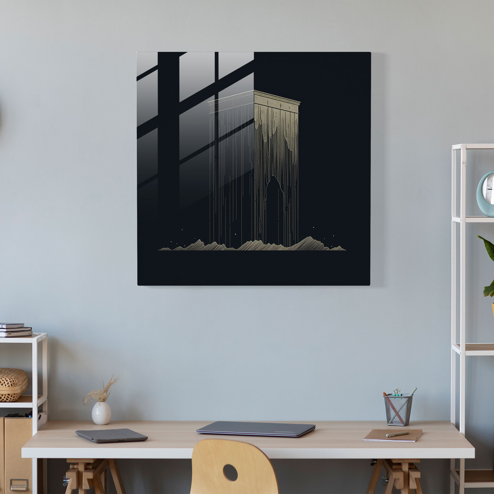 Kaaba Line Art Glass Print - Kaaba, Glass Art, Glass Print, Glass Wall Art