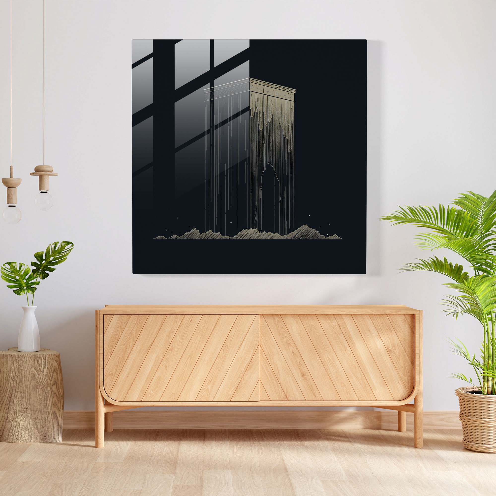 Kaaba Line Art Glass Print - Kaaba, Glass Art, Glass Print, Glass Wall Art