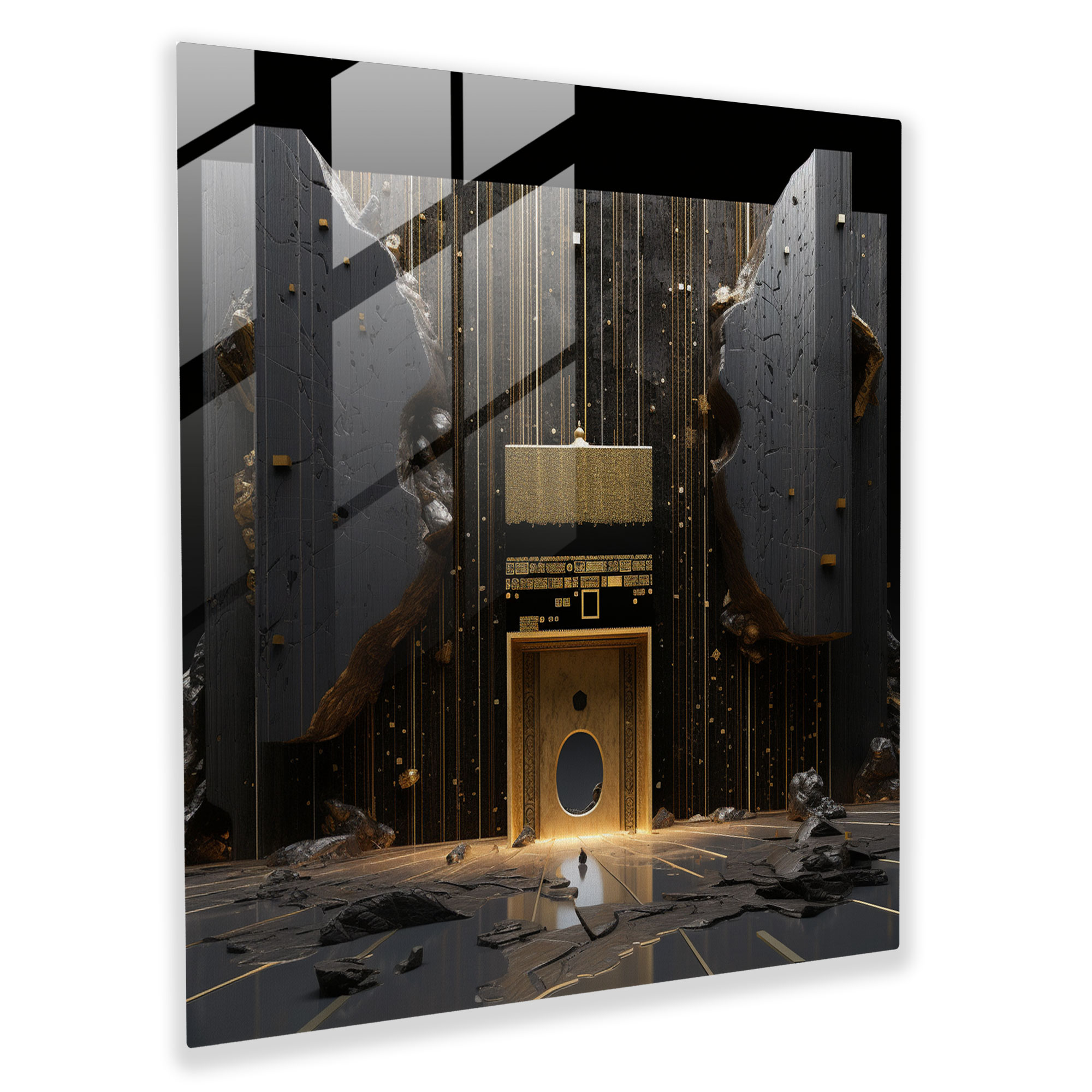 Kaaba Contemporary Fusion Glass Print - Kaaba, Glass Art, Traditional, Modern Art