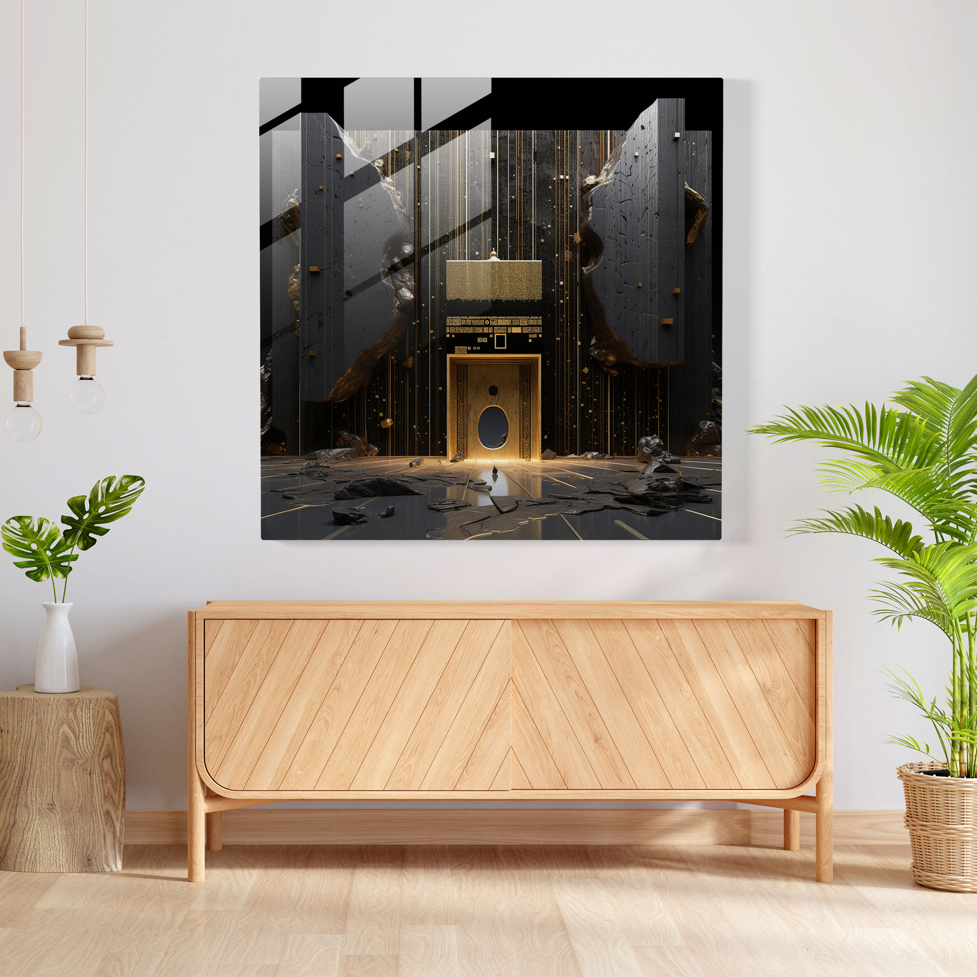 Kaaba Contemporary Fusion Glass Print - Kaaba, Glass Art, Traditional, Modern Art