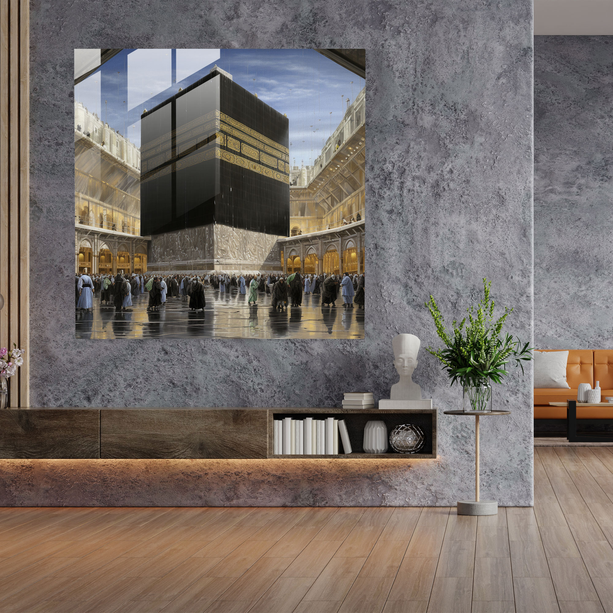 Kaaba Hyperrealistic Glass Print - Kaaba, Glass Wall Art, True-To-Life Representation, Home Decoration