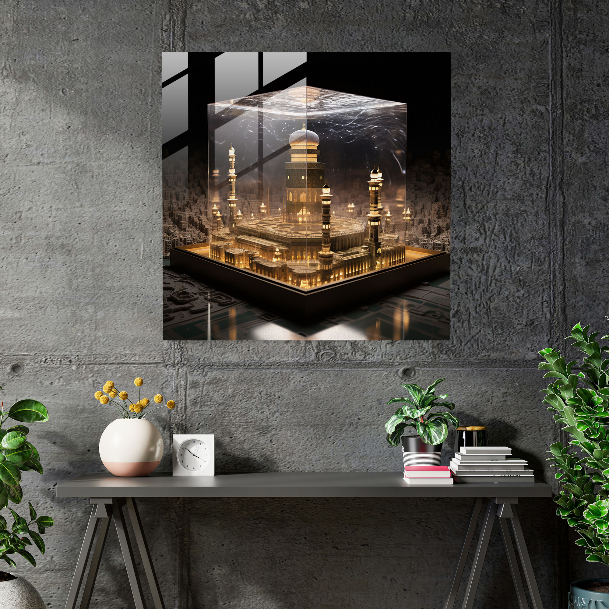 Kaaba Glass Print - Kaaba, Glass Art, Home Decoration, Handcrafted