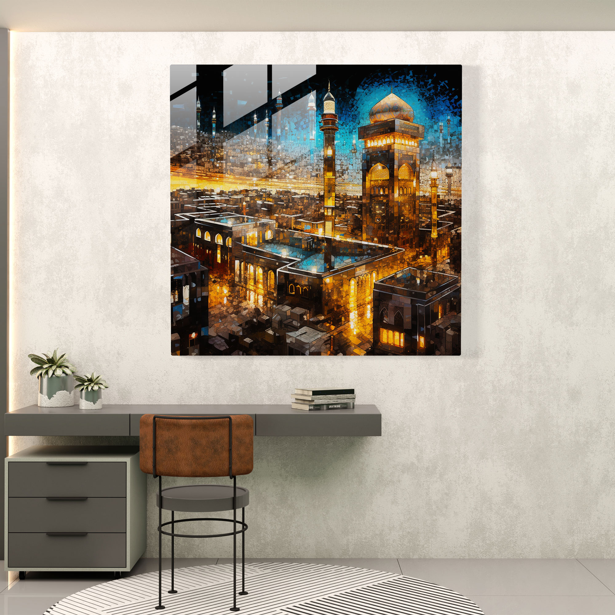Kaaba Mosaic Glass Wall Art - Kaaba, Wall Decoration, Vibrancy, Patterns