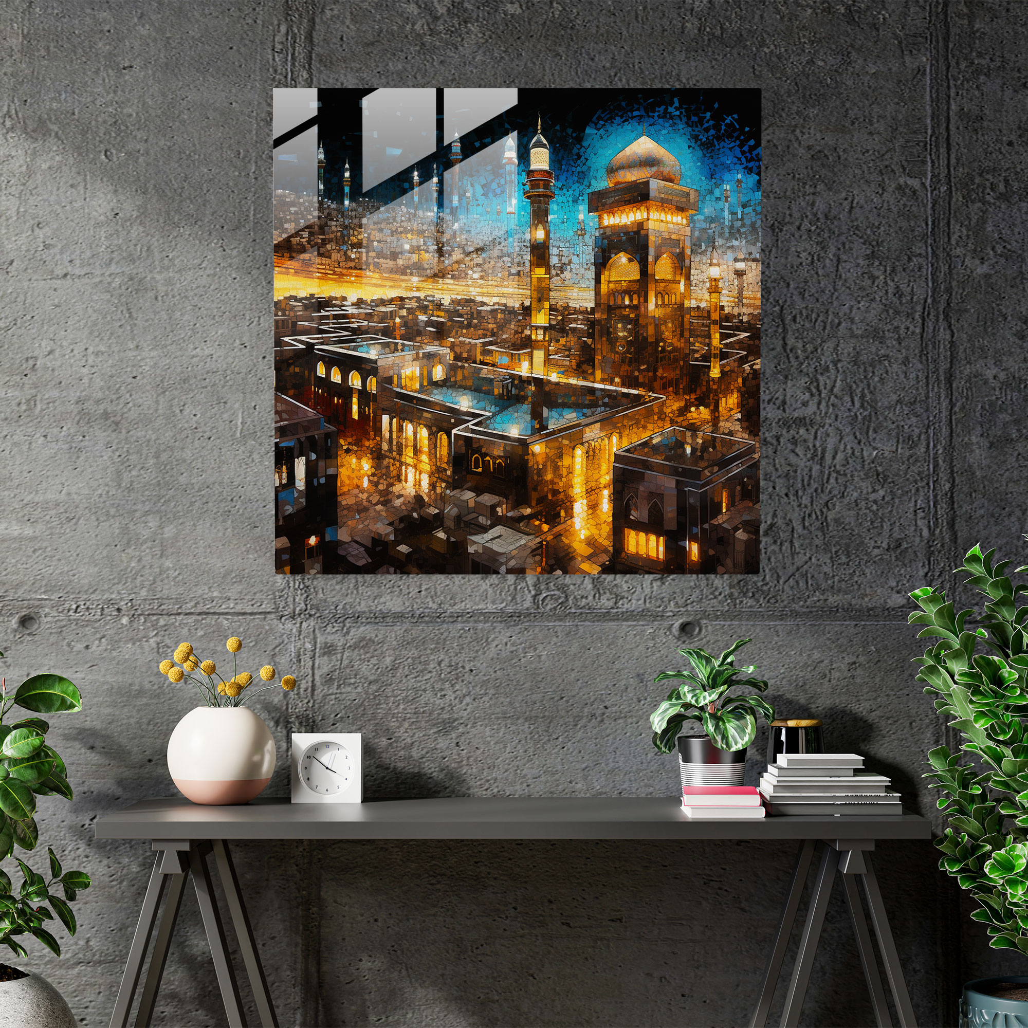 Kaaba Mosaic Glass Wall Art - Kaaba, Wall Decoration, Vibrancy, Patterns