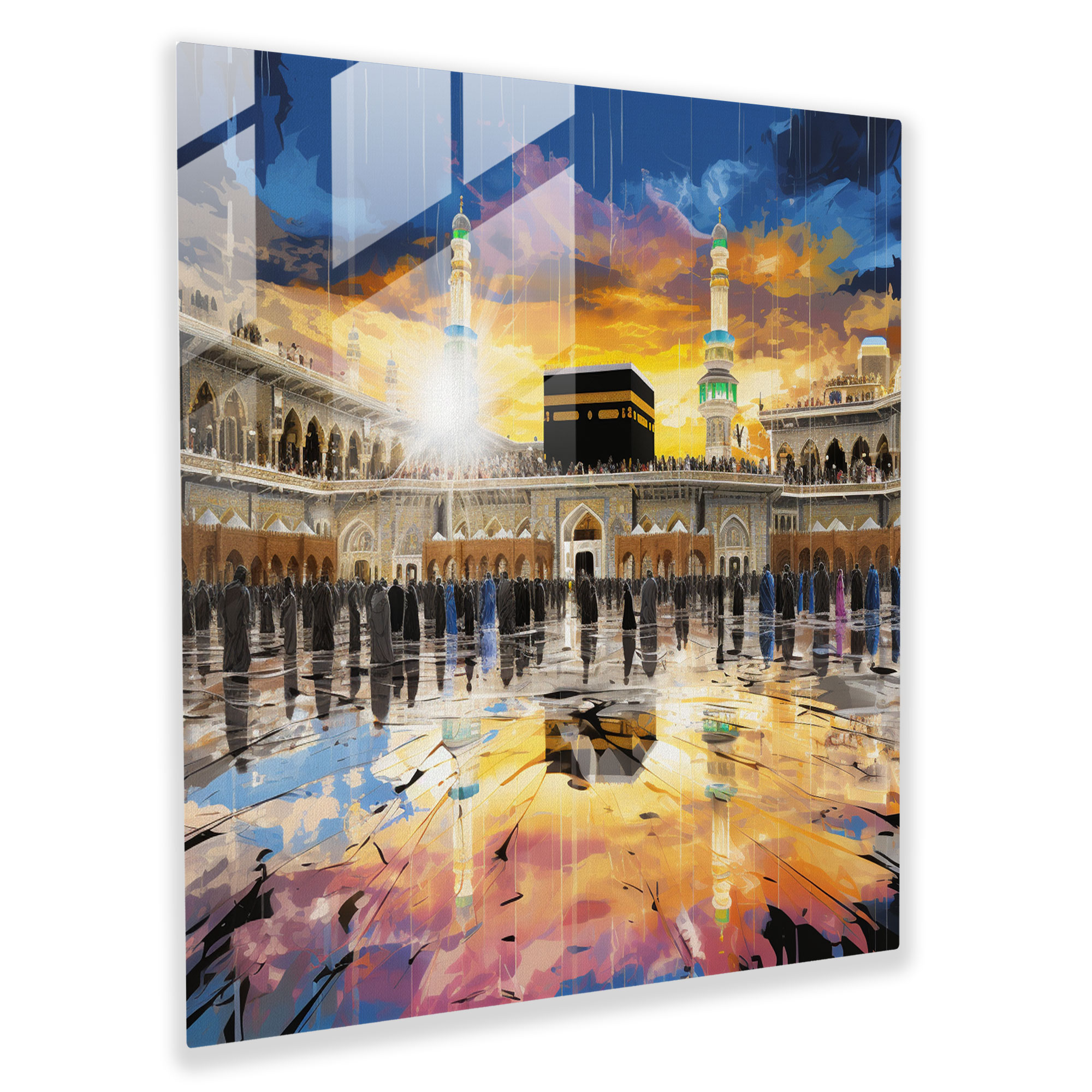 Kaaba Pop Art Glass Wall Art - Kaaba, Dynamic, Bold, Vibrant Colors