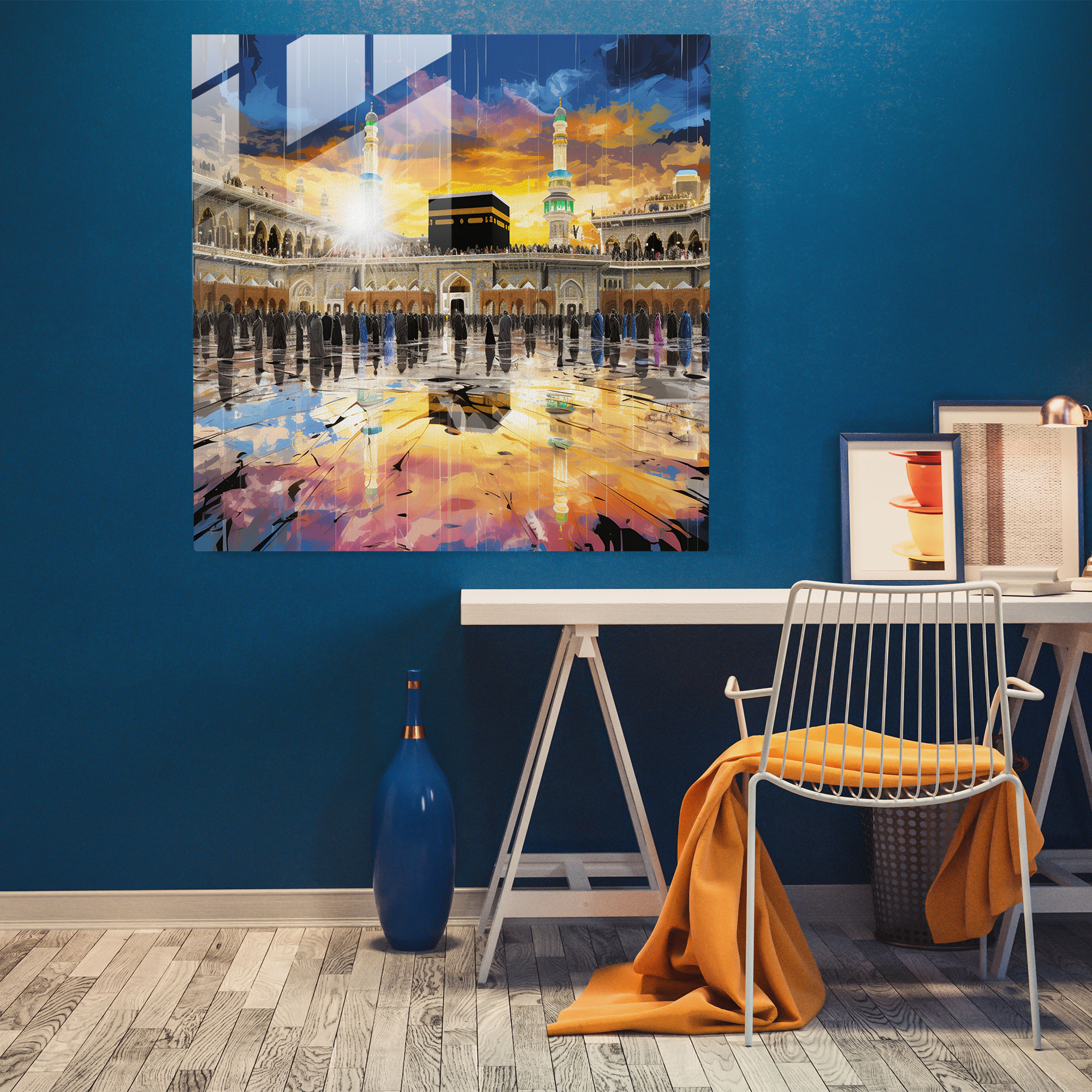 Kaaba Pop Art Glass Wall Art - Kaaba, Dynamic, Bold, Vibrant Colors