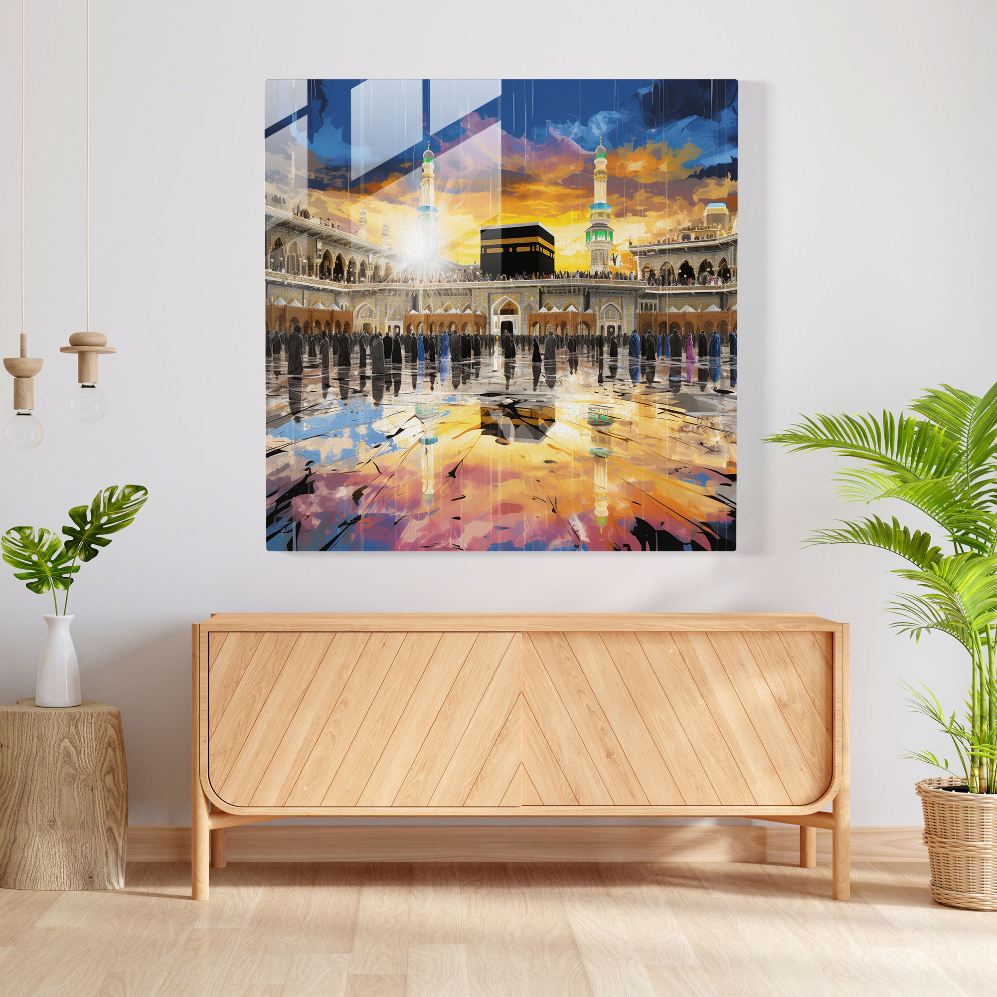 Kaaba Pop Art Glass Wall Art - Kaaba, Dynamic, Bold, Vibrant Colors