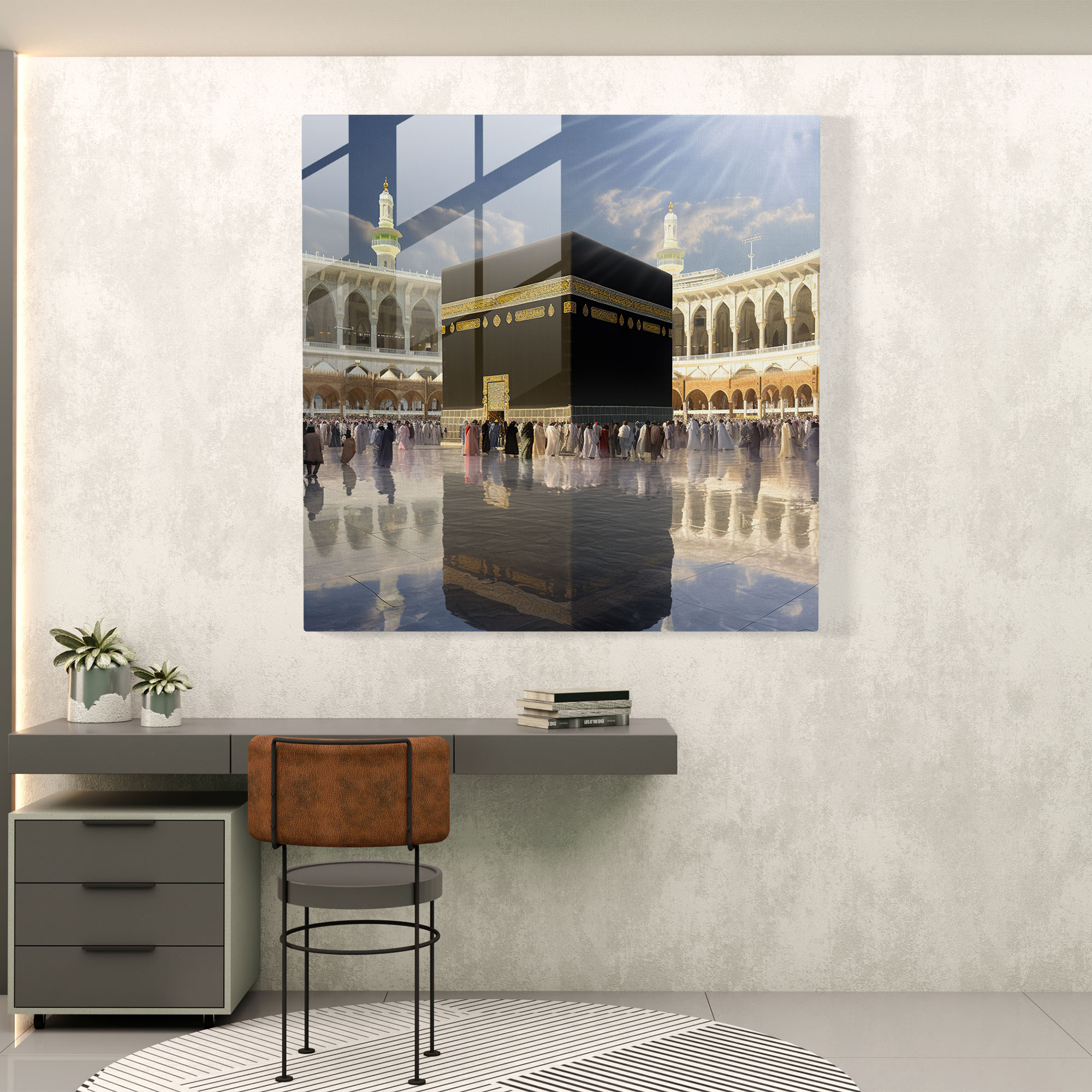 Kaabe Foto Gerçek Cam Tablo - Duvar Dekorasyonu