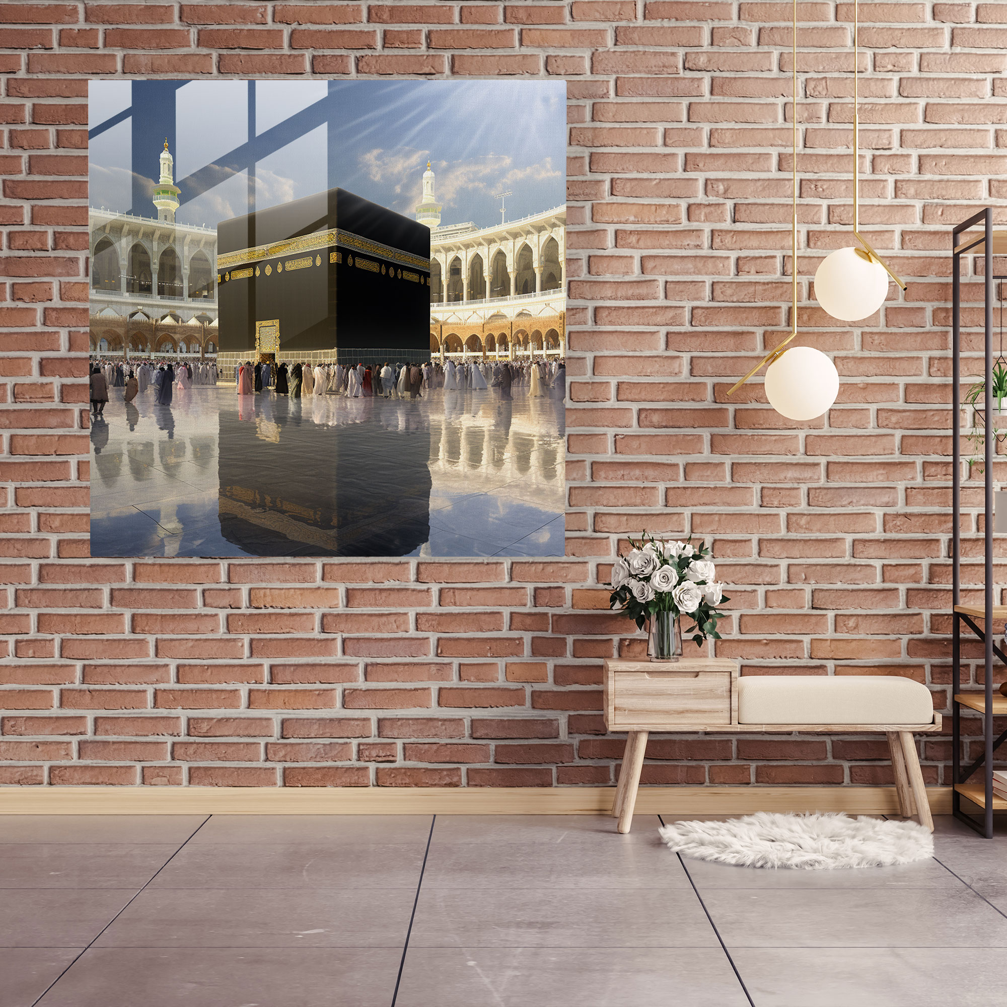 Kaabe Foto Gerçek Cam Tablo - Duvar Dekorasyonu