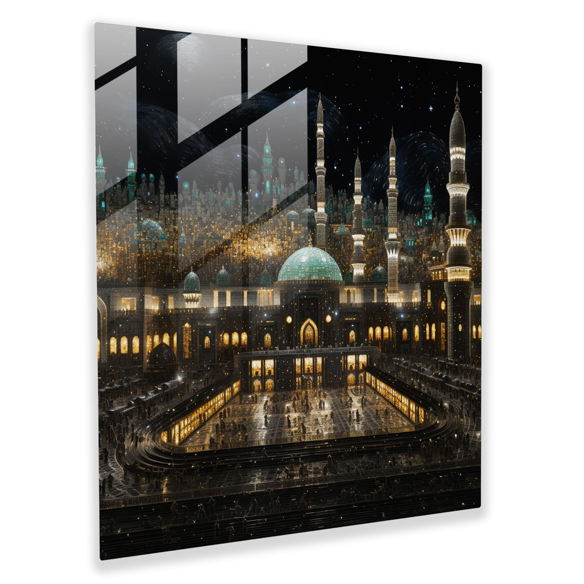 Mozaik Cam Tablo - İslam Kâbe - Ev Dekorasyonu Cam Sanatı Cam Duvar Sanatı