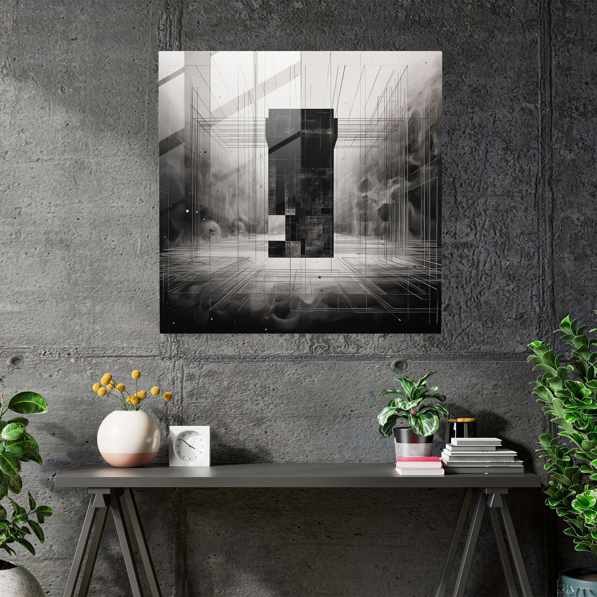 Kaaba Minimalist Cam Tablo - Çağdaş Cam Sanat Modern Sanat