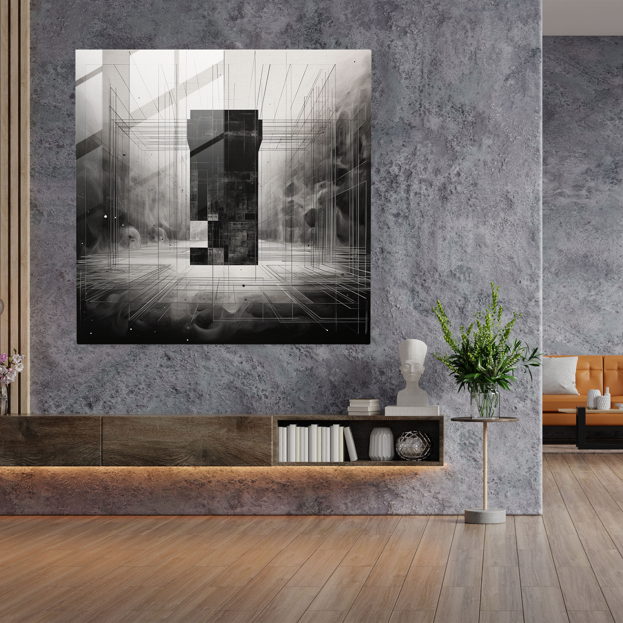 Kaaba Minimalist Cam Tablo - Çağdaş Cam Sanat Modern Sanat