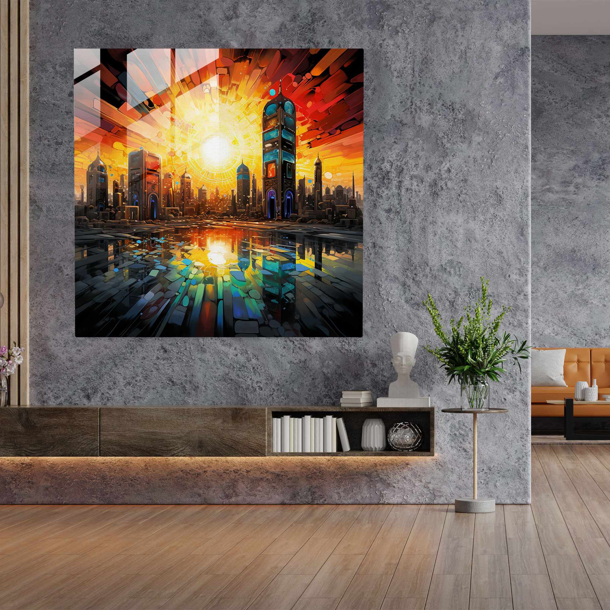 Kaaba Geometric Glass Print - Kaaba, Glass Wall Art, Abstract, Glass Art