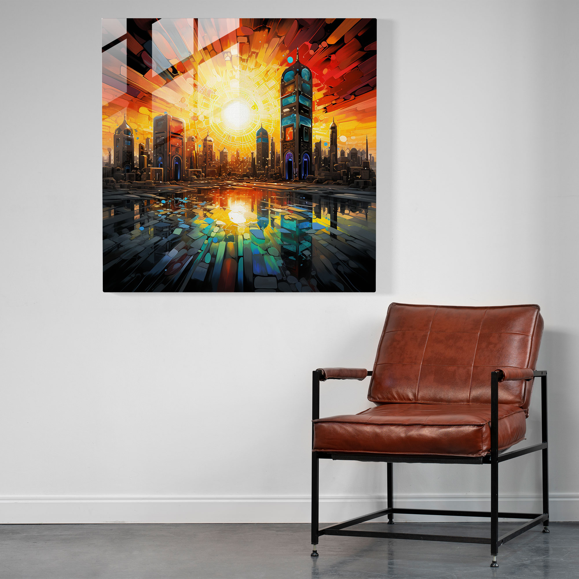 Kaaba Geometric Glass Print - Kaaba, Glass Wall Art, Abstract, Glass Art