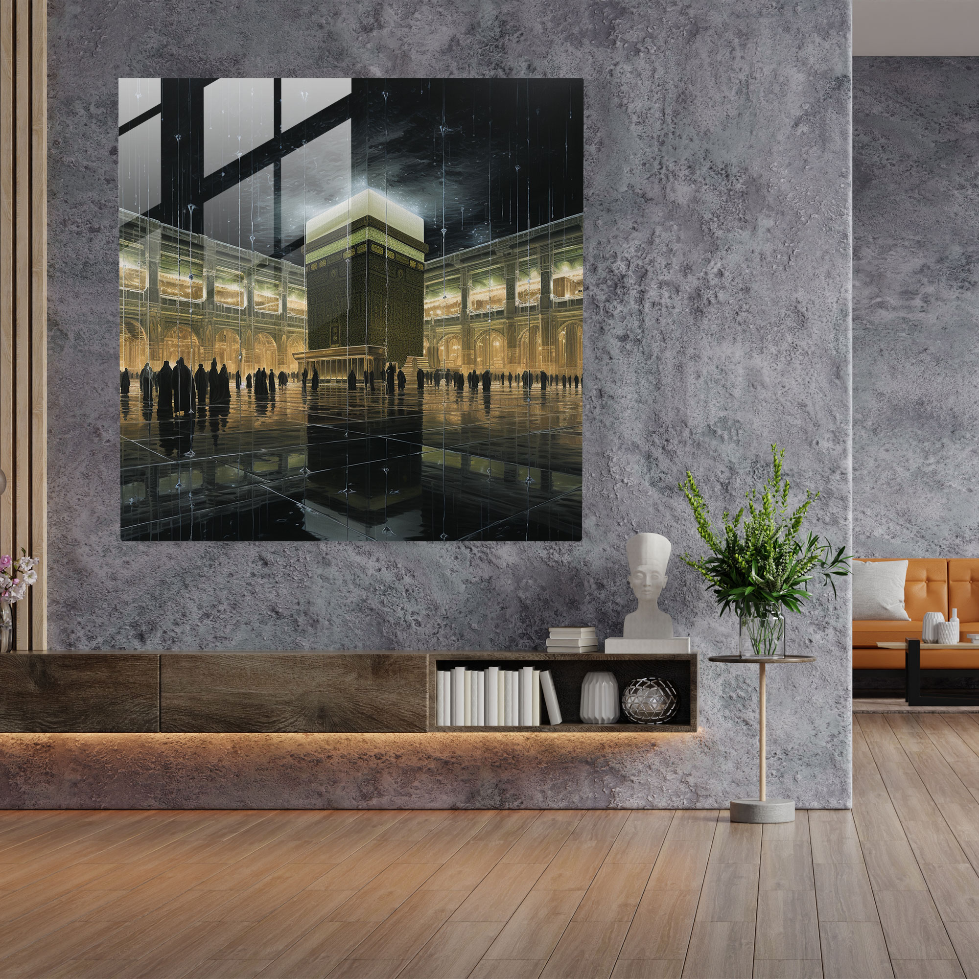 Inside The Kaaba Glass Print - Kaaba, Glass Wall Art, Glass Print, Glass Art