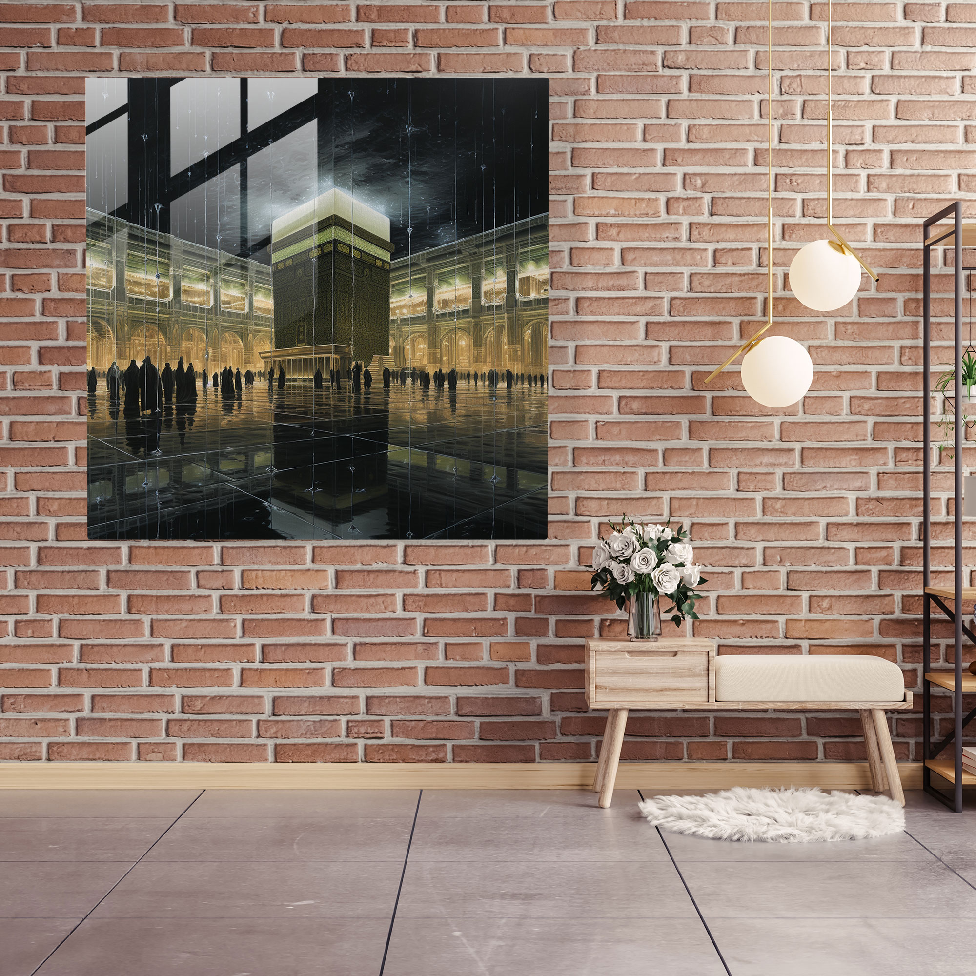 Inside The Kaaba Glass Print - Kaaba, Glass Wall Art, Glass Print, Glass Art