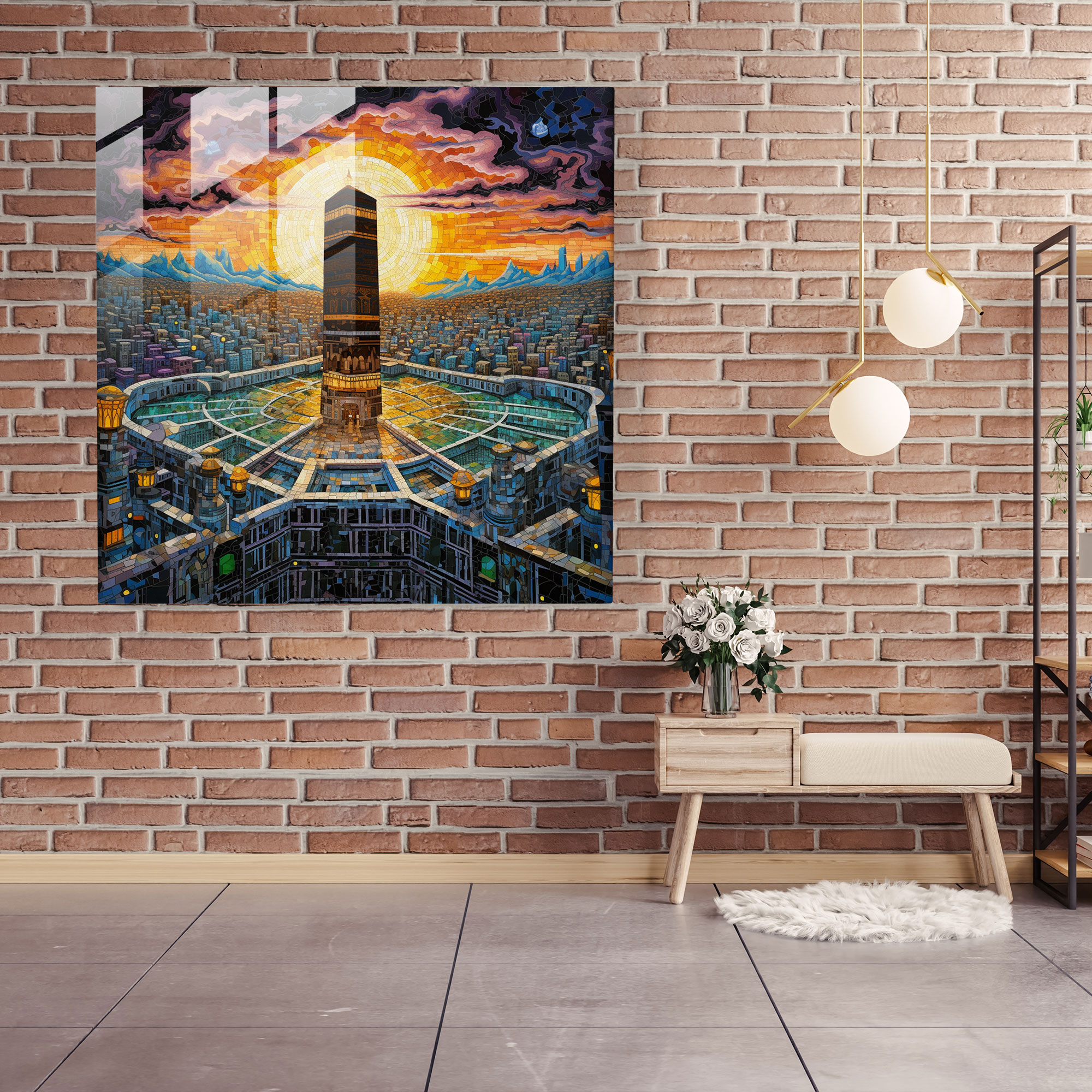 Cam Tablo Baskı - Kabe Mozaik - Sanat Ev Dekorasyonu