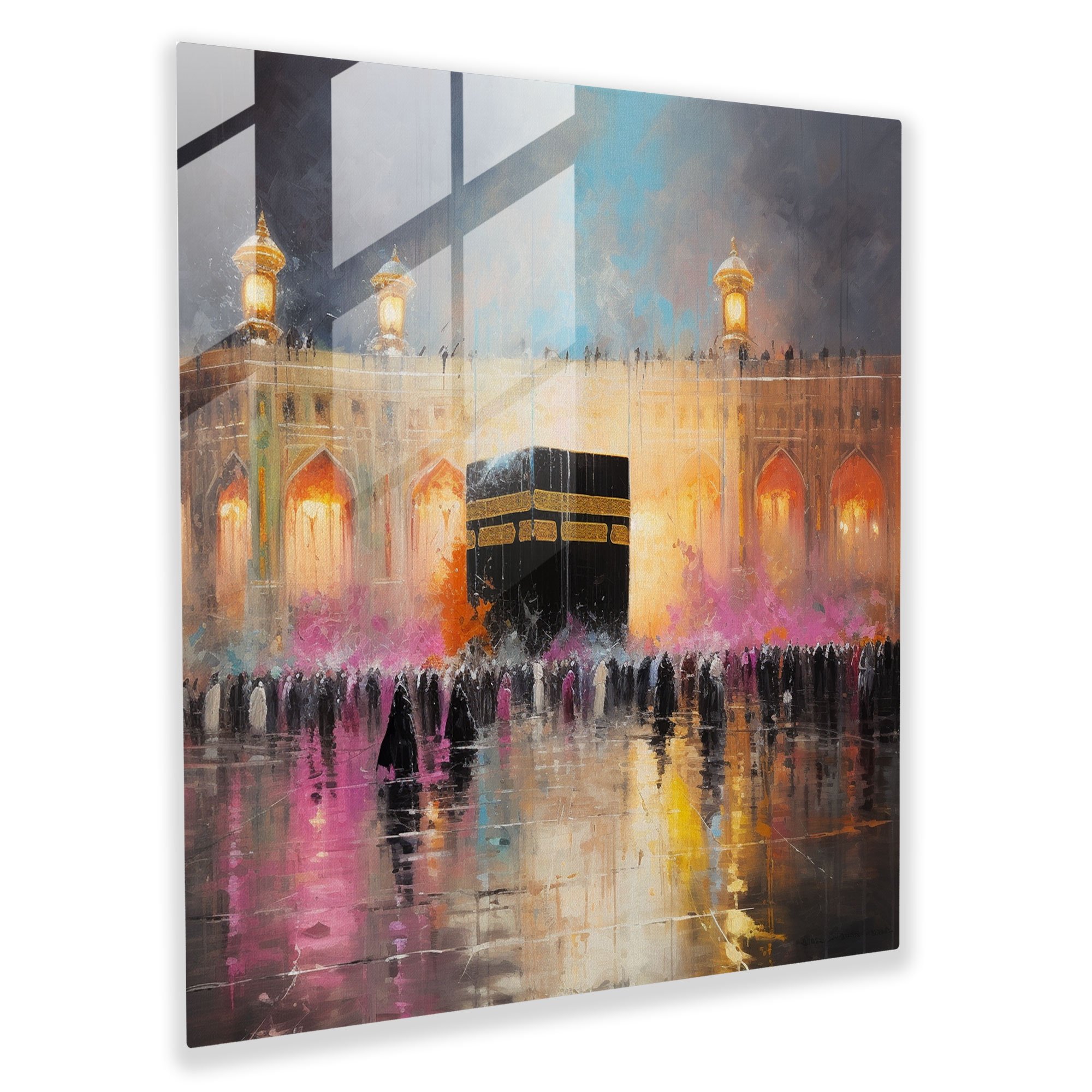 Impressionist Glass Print - Kaaba Impression - Kaaba, Impressionism, Wall Decoration, Kaaba