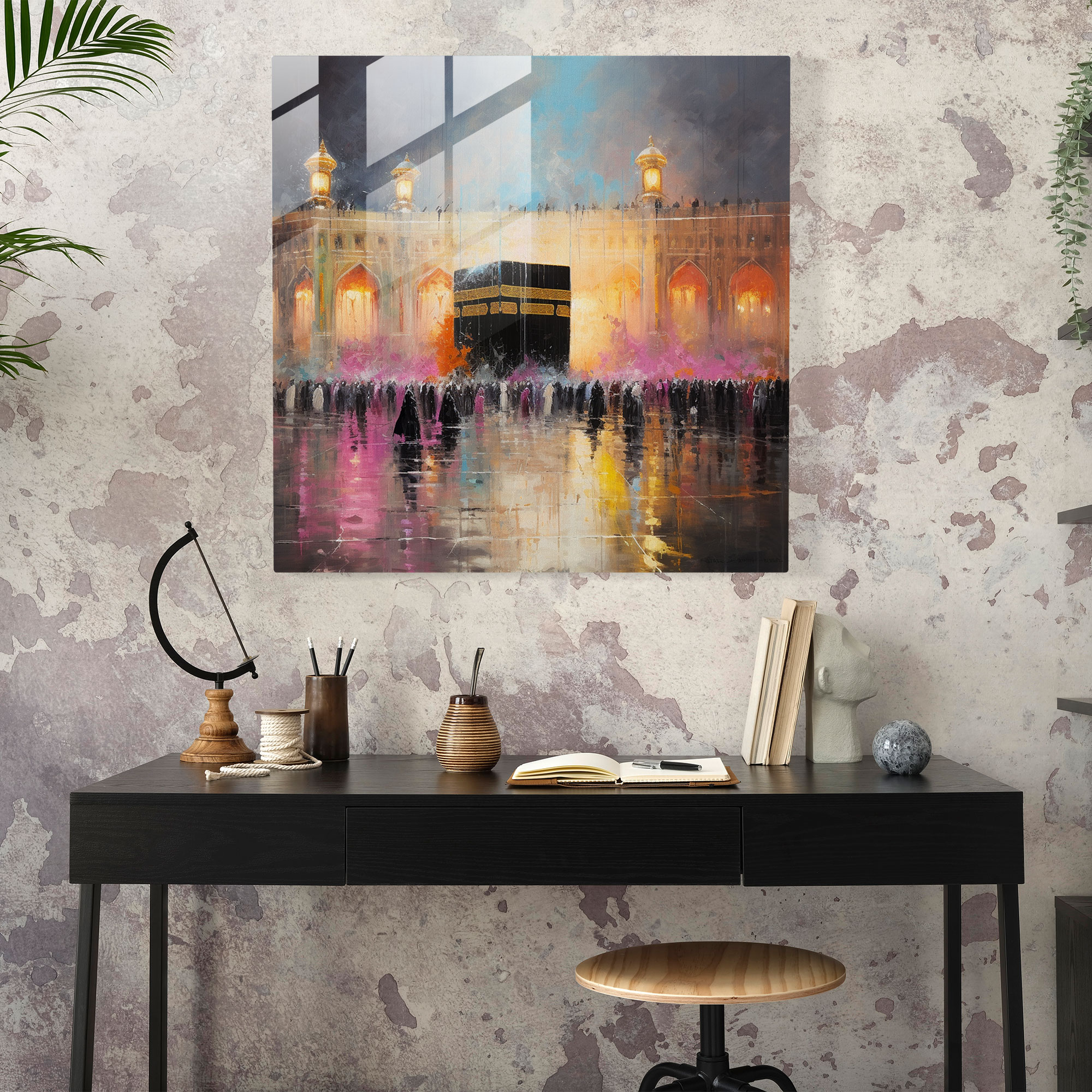 Impressionist Glass Print - Kaaba Impression - Kaaba, Impressionism, Wall Decoration, Kaaba