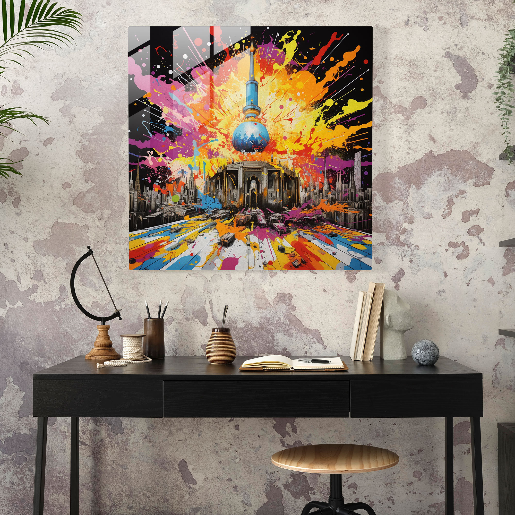 Pop Art Cam Tablo - Kabe - Ev Dekorasyonu Enerjik Betimleme Pop Art Patlaması