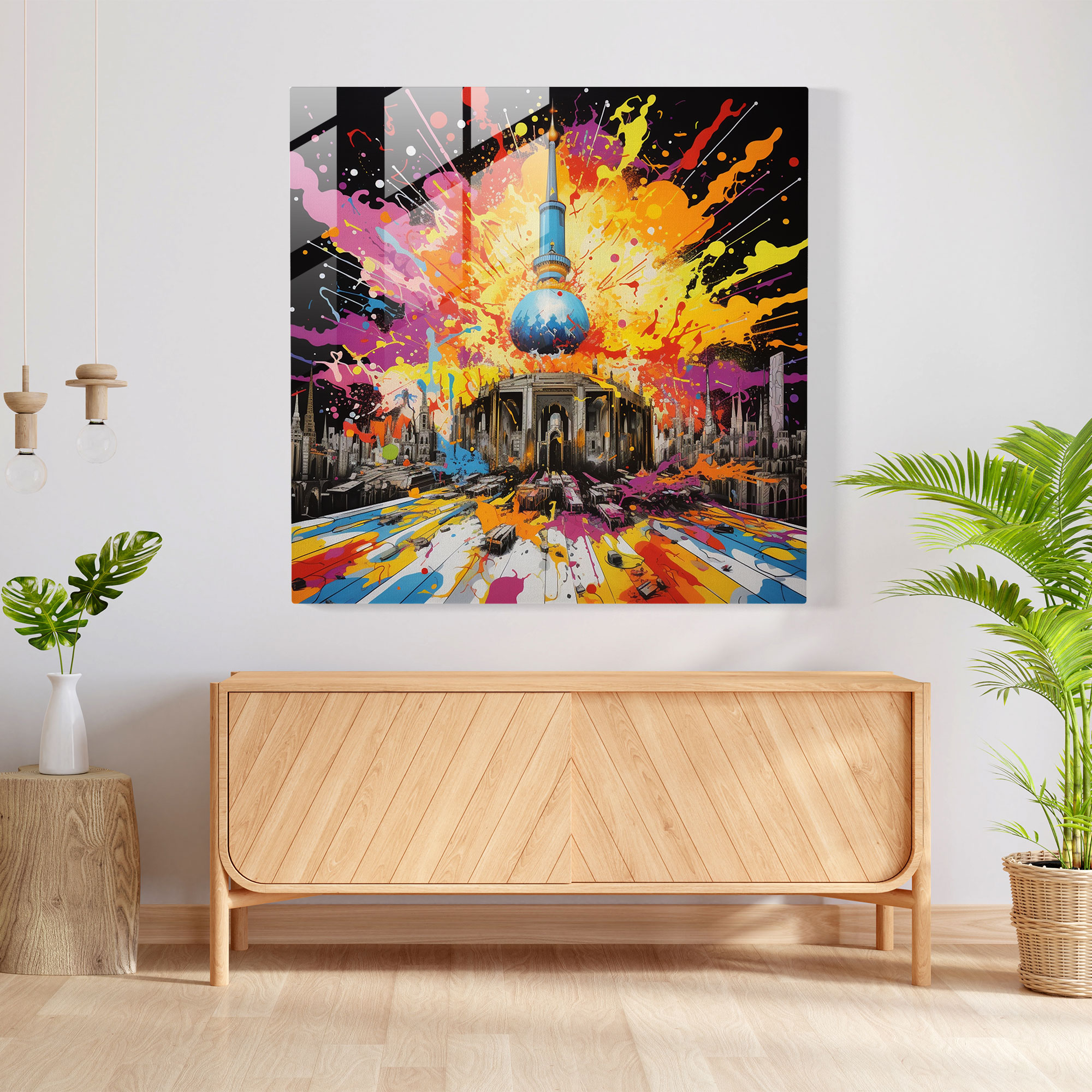Pop Art Cam Tablo - Kabe - Ev Dekorasyonu Enerjik Betimleme Pop Art Patlaması