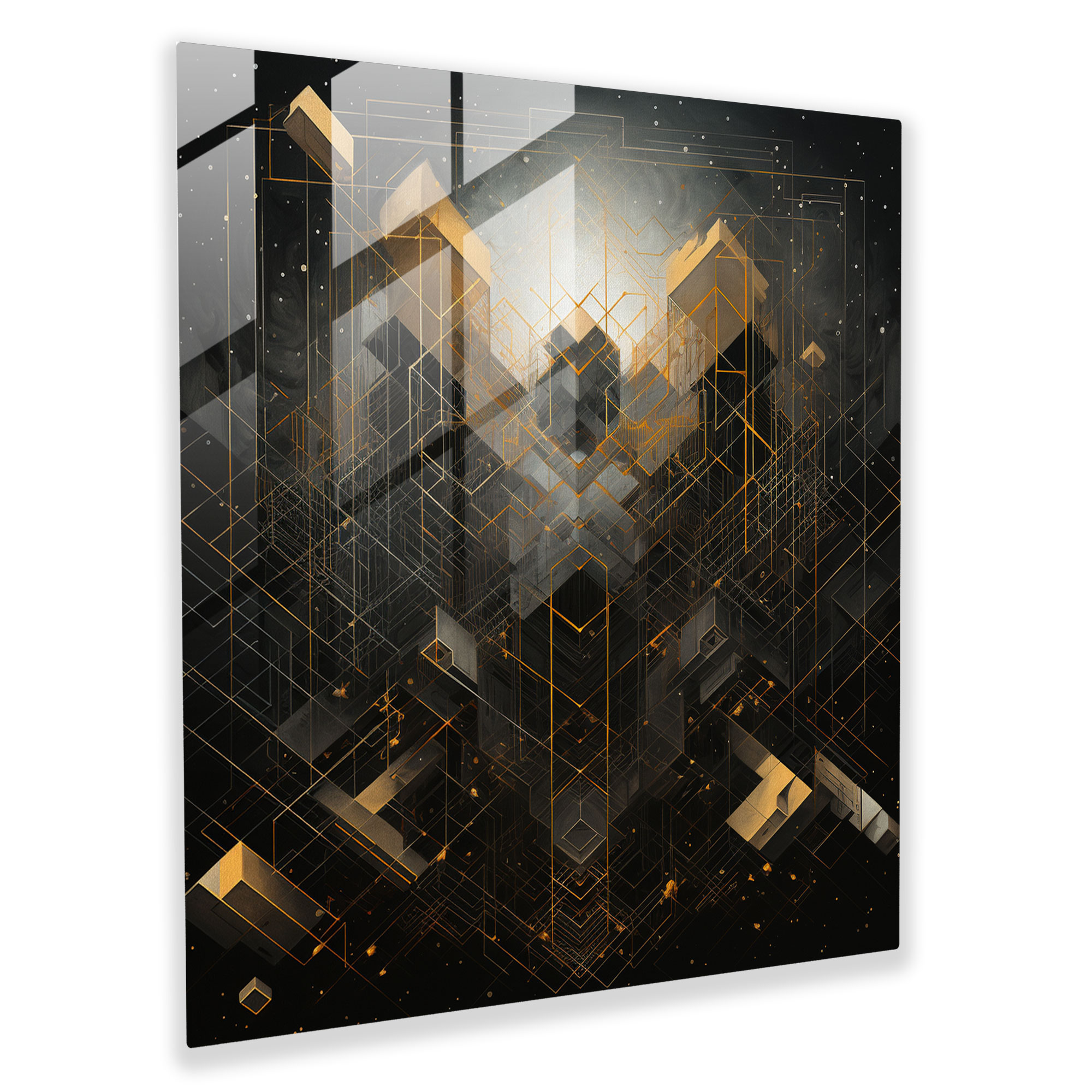 Kaaba Geometric Glass Print - Kaaba, Home Decoration, Glass Print, Glass Art