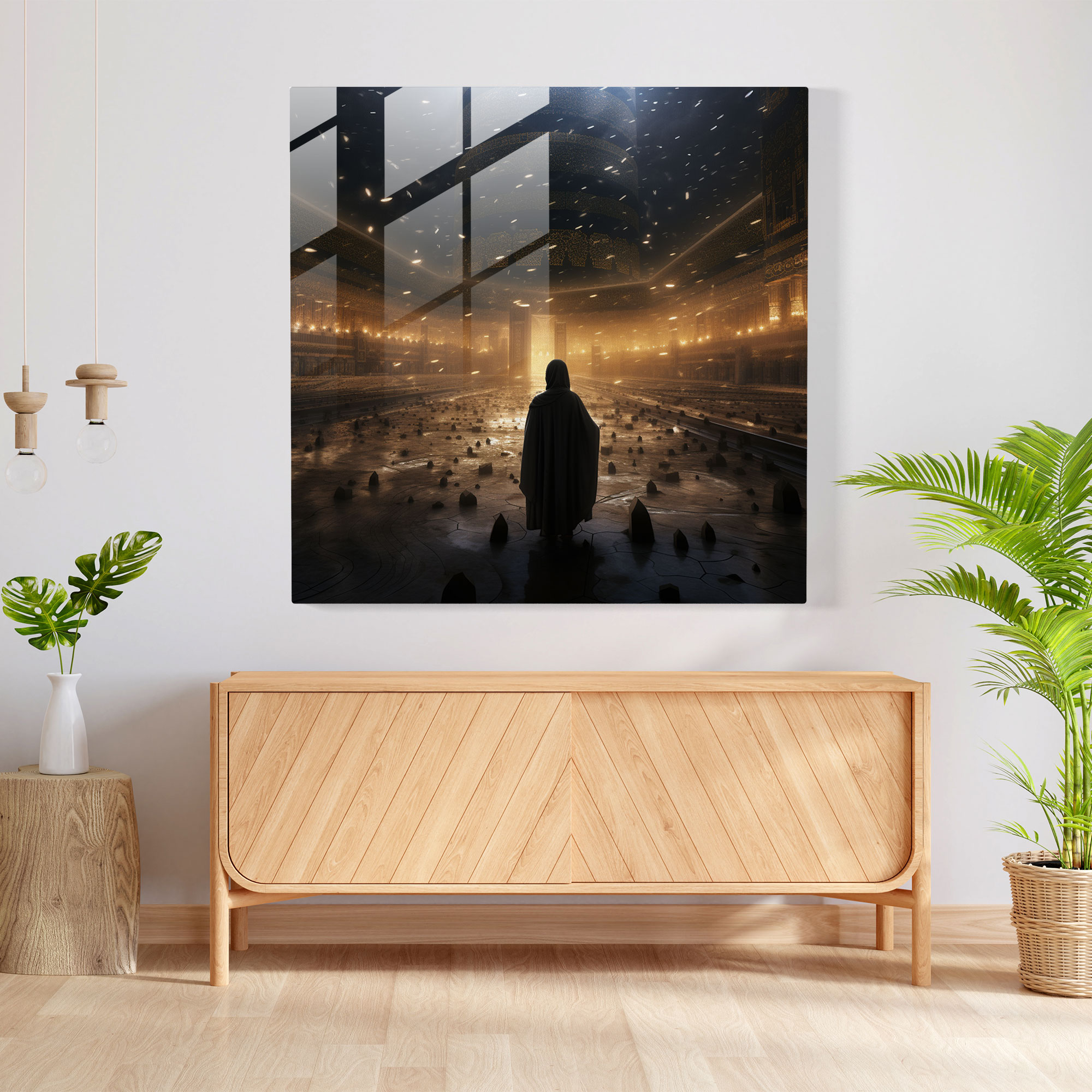 Kaaba Gerçeküstü Cam Tablo - Cam Tablo Kaaba Cam Duvar Sanatı
