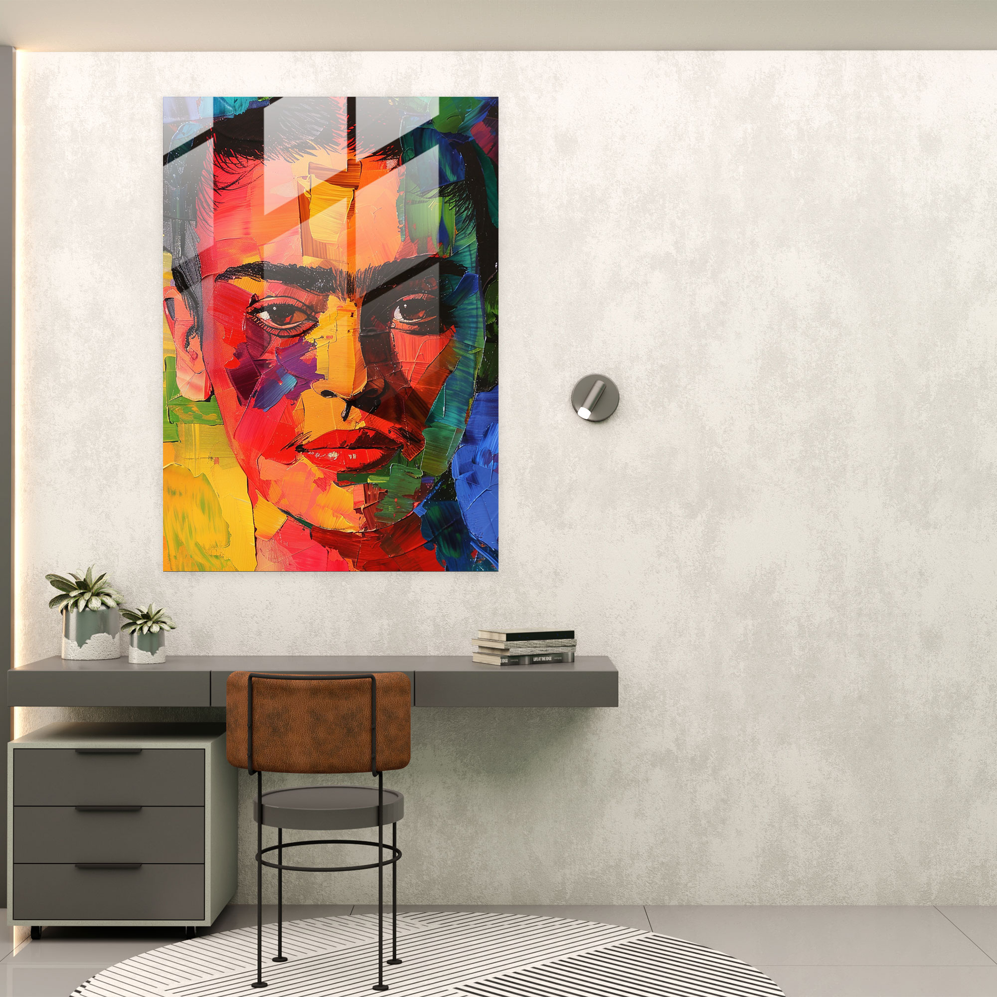 Kendi Yansıması Cam Tablo Sanatı - Frida Kahlo Eserleri Ev Dekorasyonu Farklı Frida Kahlo Tarzı