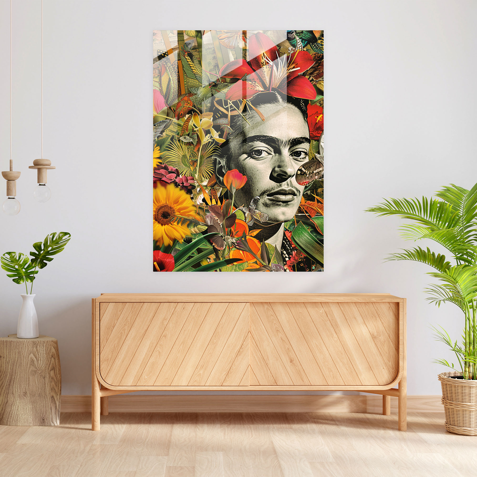 Eclectic Fusion Cam Tablo - Frida Kahlo Eserleri Doğal Motifler
