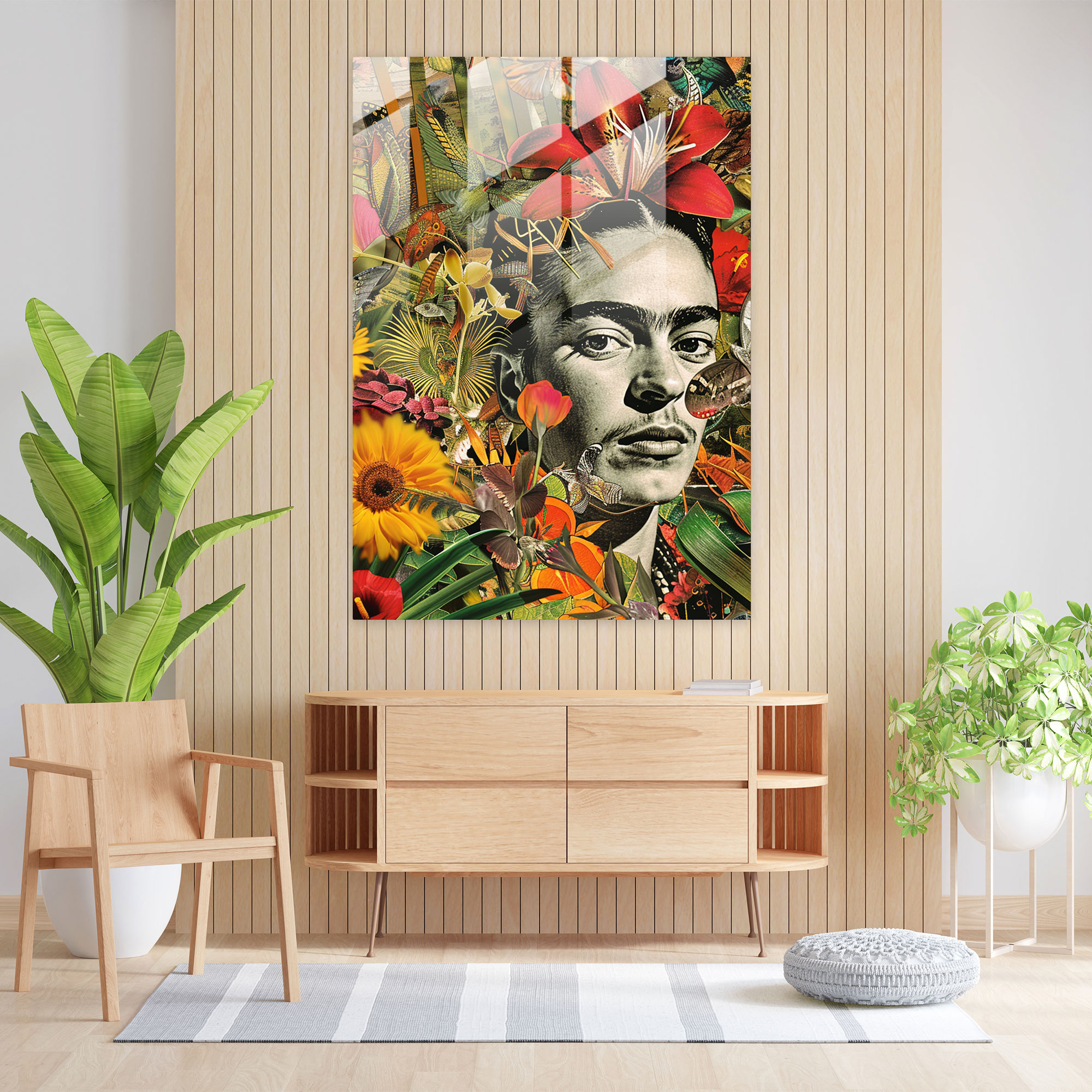 Eclectic Fusion Cam Tablo - Frida Kahlo Eserleri Doğal Motifler