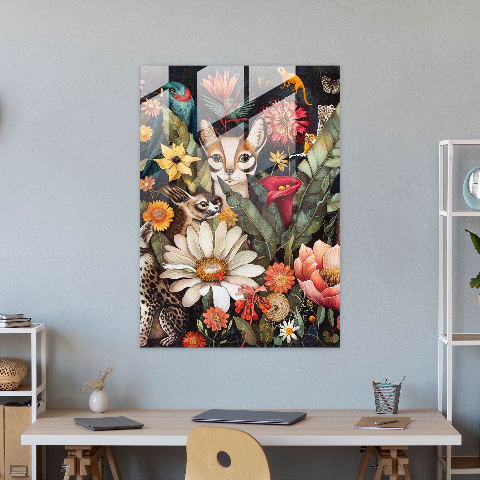 Doğanın Hayal Cam Tablosu - Frida Kahlo Eserleri Ev Dekorasyonu Botanik Unsurlar Frida Kahlo Tarzı