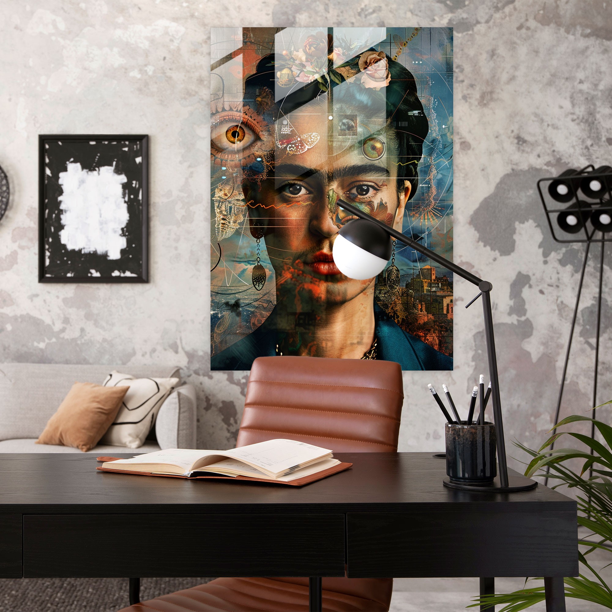 Gizemli Yansıma Cam Tablo - Frida Kahlo Eserleri Frida Kahlo Tarzı Duvar Dekorasyonu Gizem