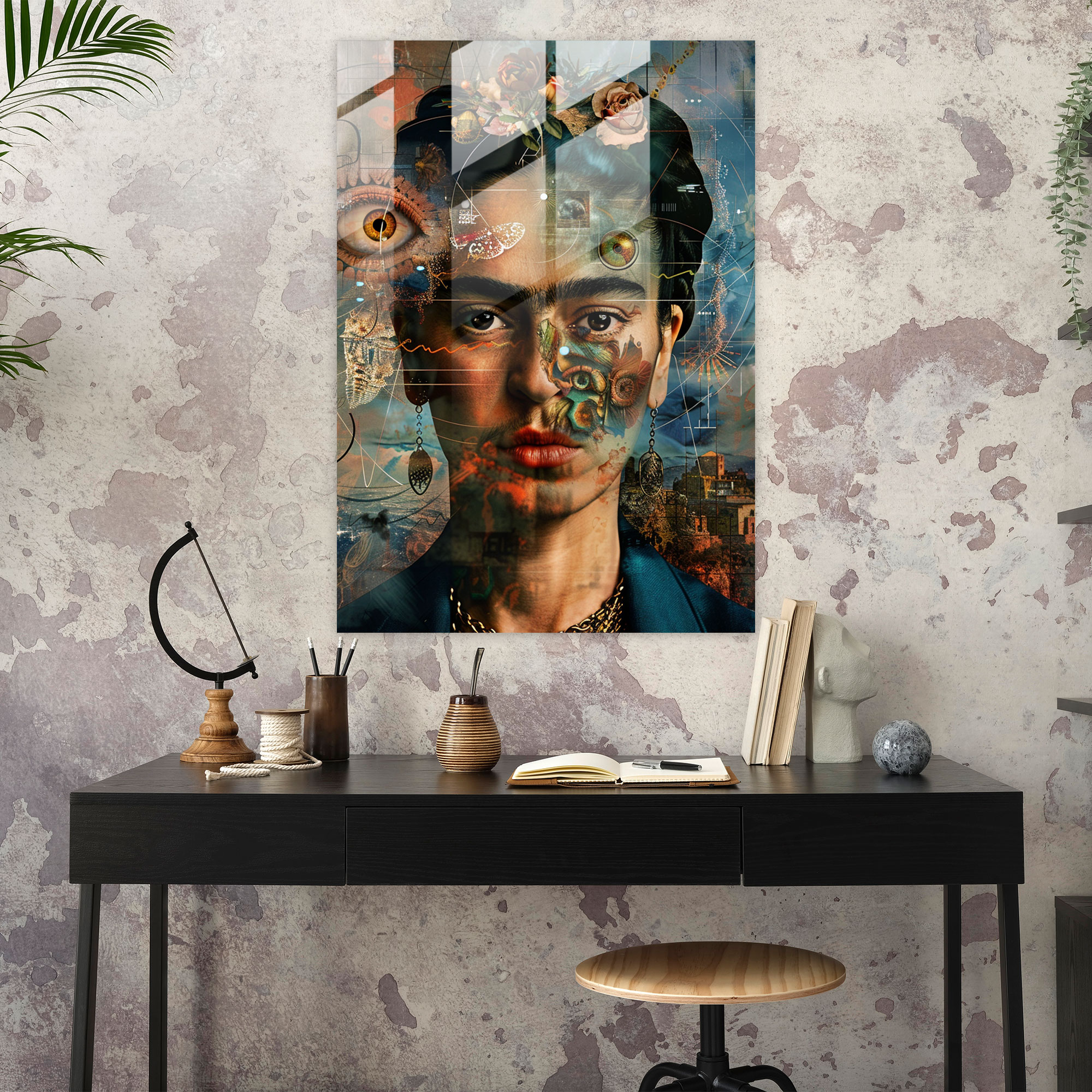 Gizemli Yansıma Cam Tablo - Frida Kahlo Eserleri Frida Kahlo Tarzı Duvar Dekorasyonu Gizem