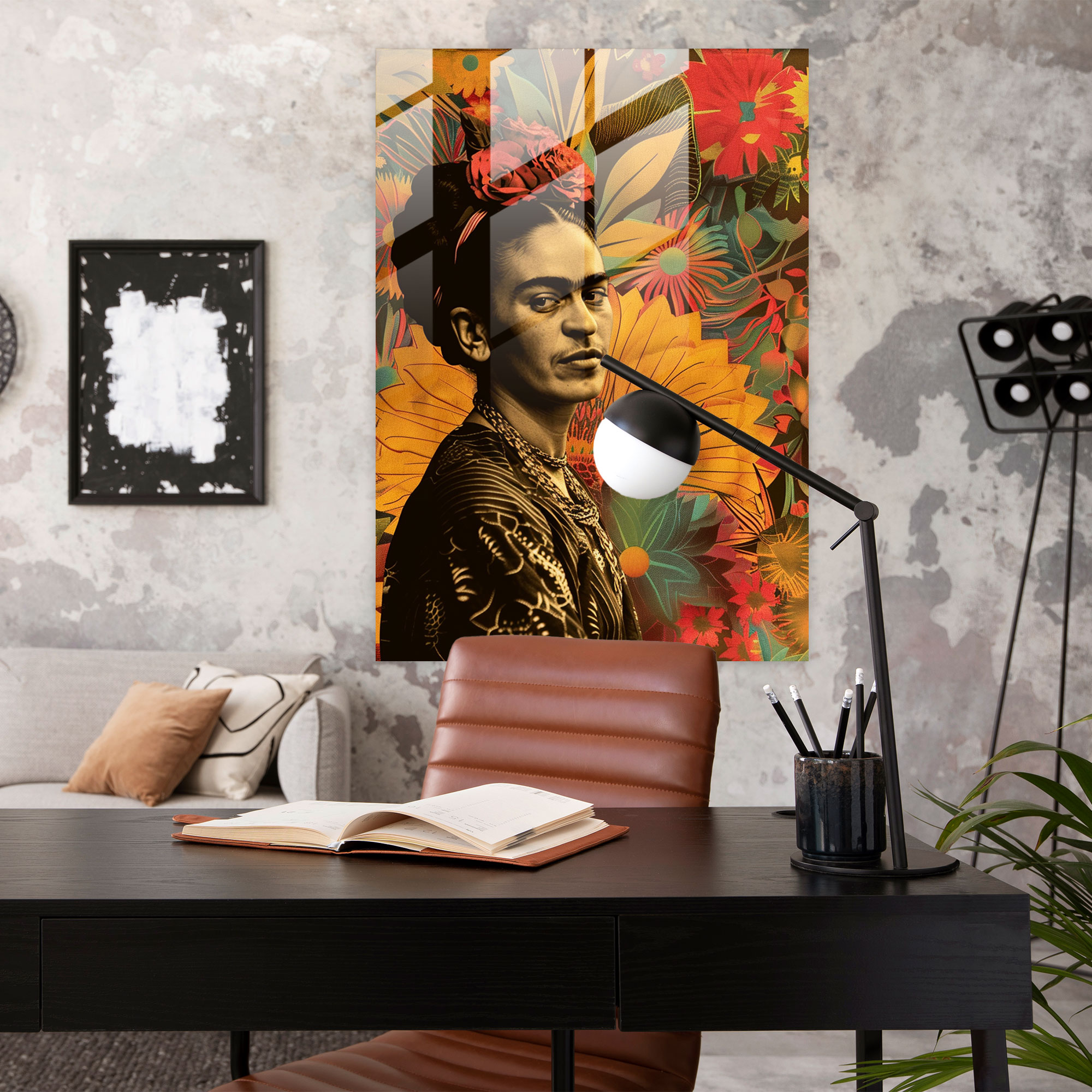 Kültürel Miras Cam Duvar Sanatı - Frida Kahlo Eserleri Ev Dekorasyonu Cam Duvar Sanatı Halk Dansları Desenleri