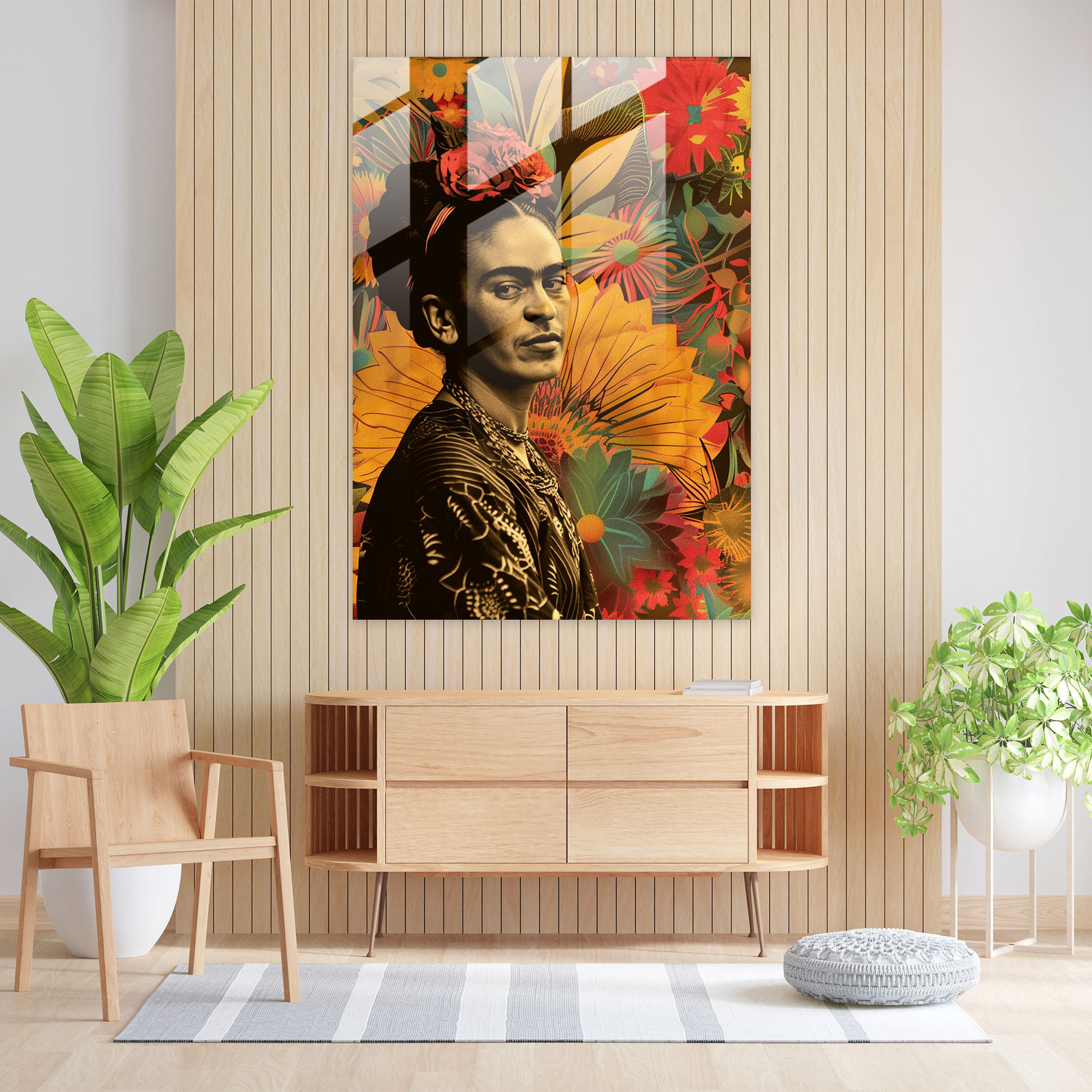 Kültürel Miras Cam Duvar Sanatı - Frida Kahlo Eserleri Ev Dekorasyonu Cam Duvar Sanatı Halk Dansları Desenleri