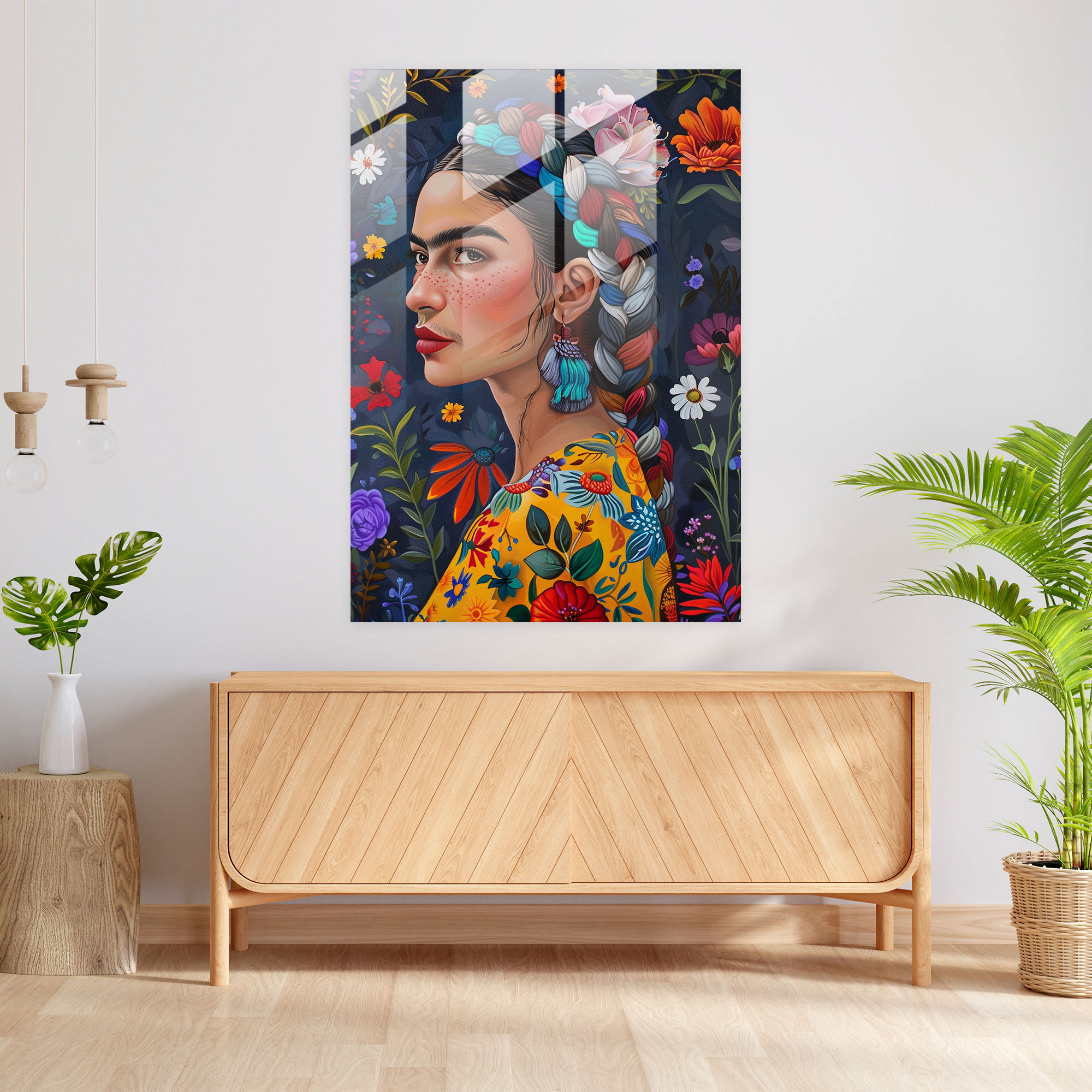 Frida Kahlo Tarzı Cam Tablo - Frida Kahlo Eserleri Cam Duvar Sanatı Ev Dekorasyonu Modern Sanat