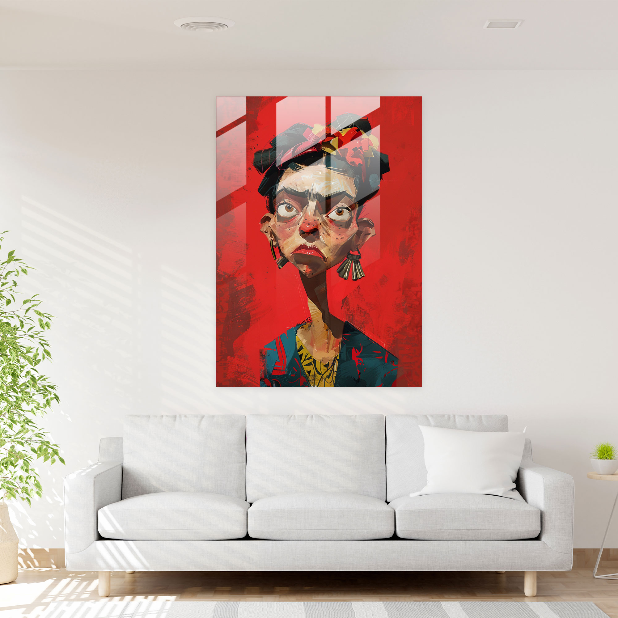 Frida Kahlo Tarzı Cam Sanat - Frida Kahlo Eserleri Ev Dekorasyonu Cam Tablo Duvar Dekorasyonu