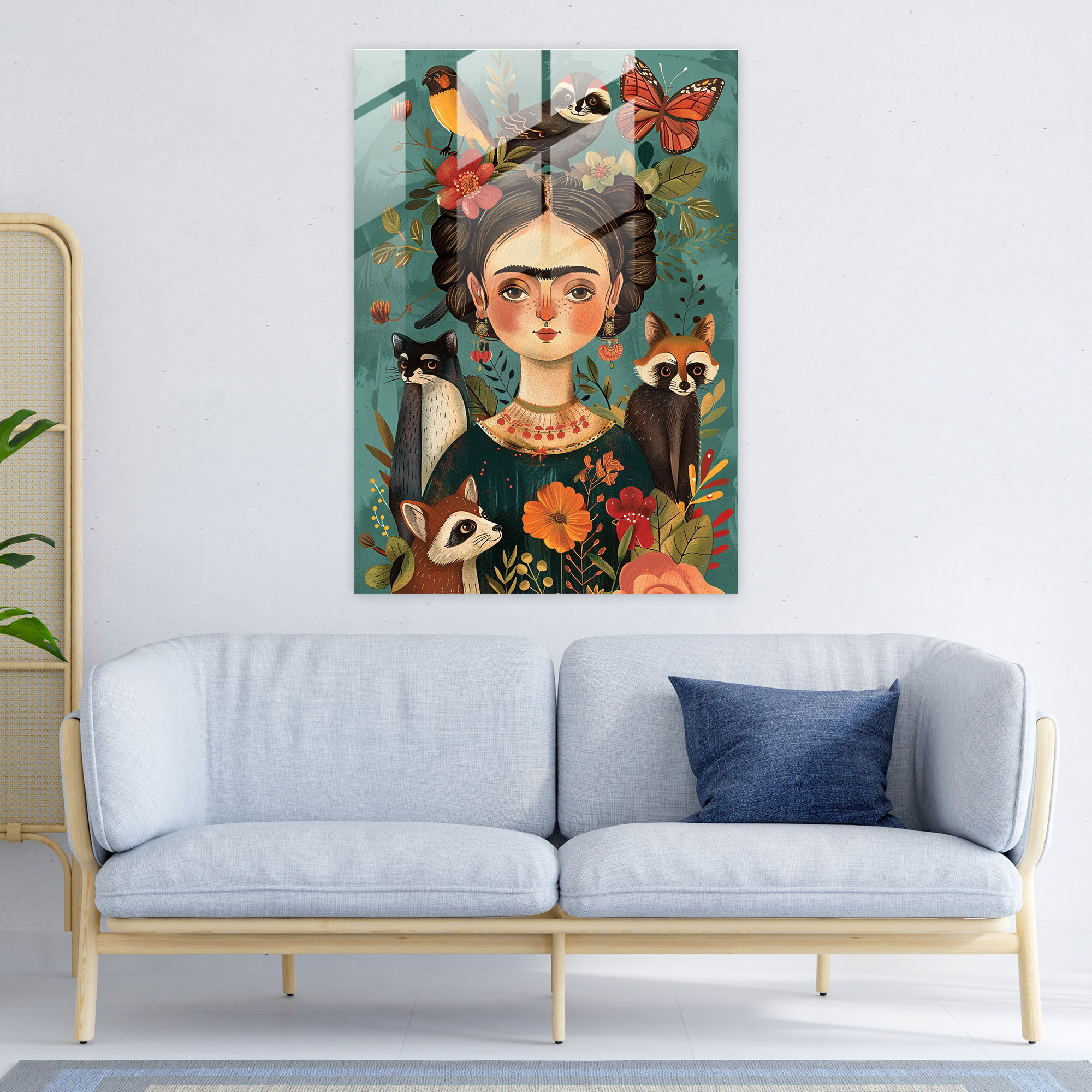 Frida Kahlo Tarzı Modern Sanat - Frida Kahlo Eserleri Cam Tablo Sanatı