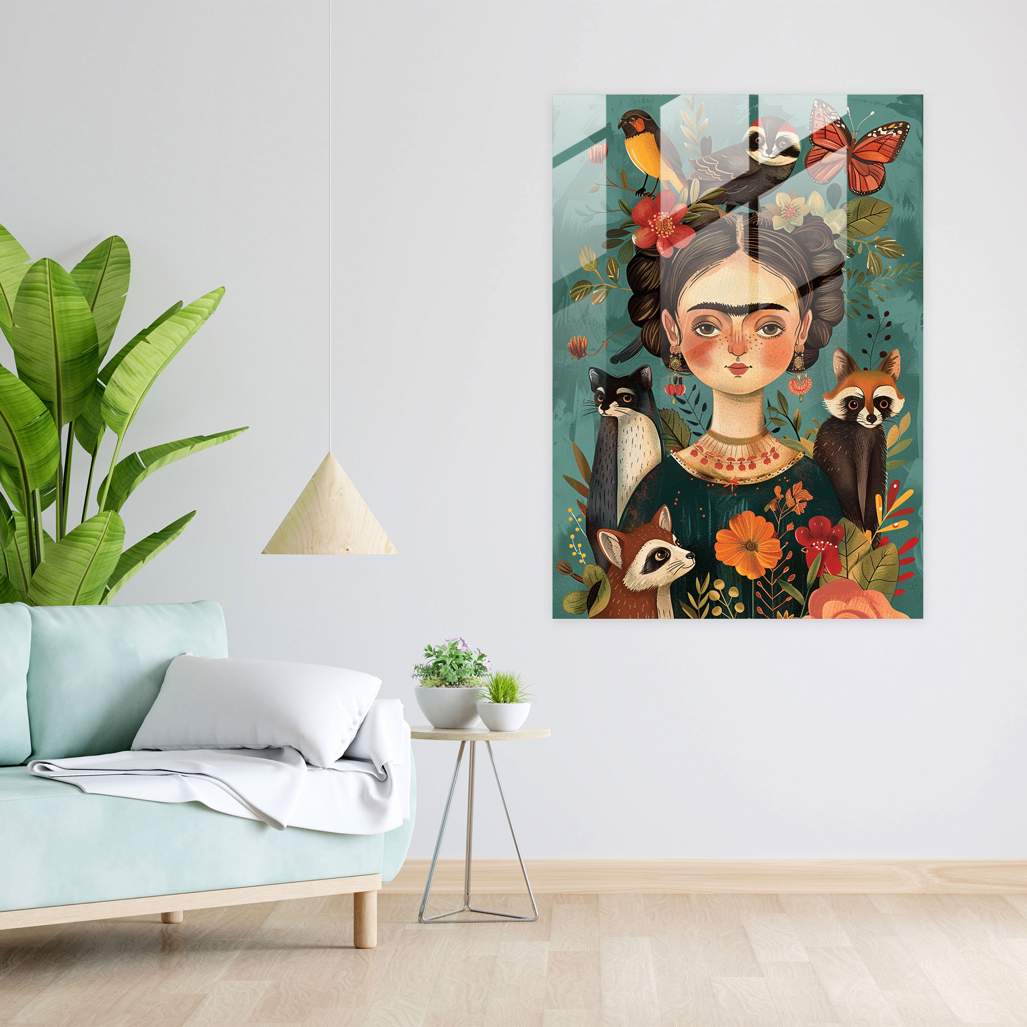 Frida Kahlo Tarzı Modern Sanat - Frida Kahlo Eserleri Cam Tablo Sanatı