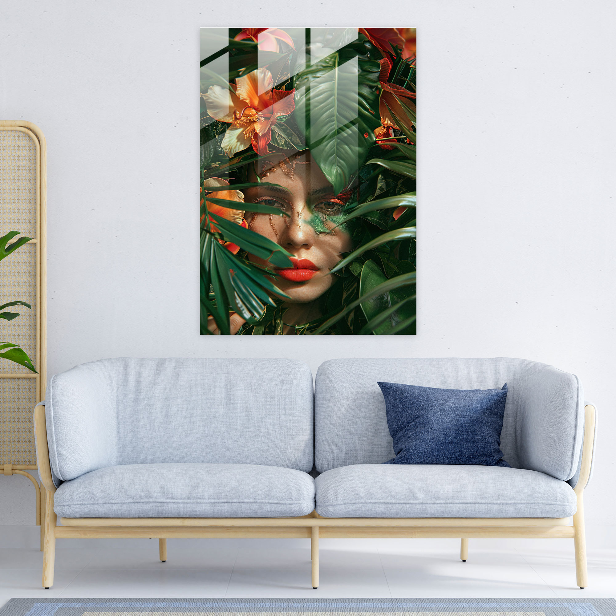 Frida Kahlo Tarzı Cam Tablo - Frida Kahlo Eserleri Modern Sanat Duvar Dekorasyonu