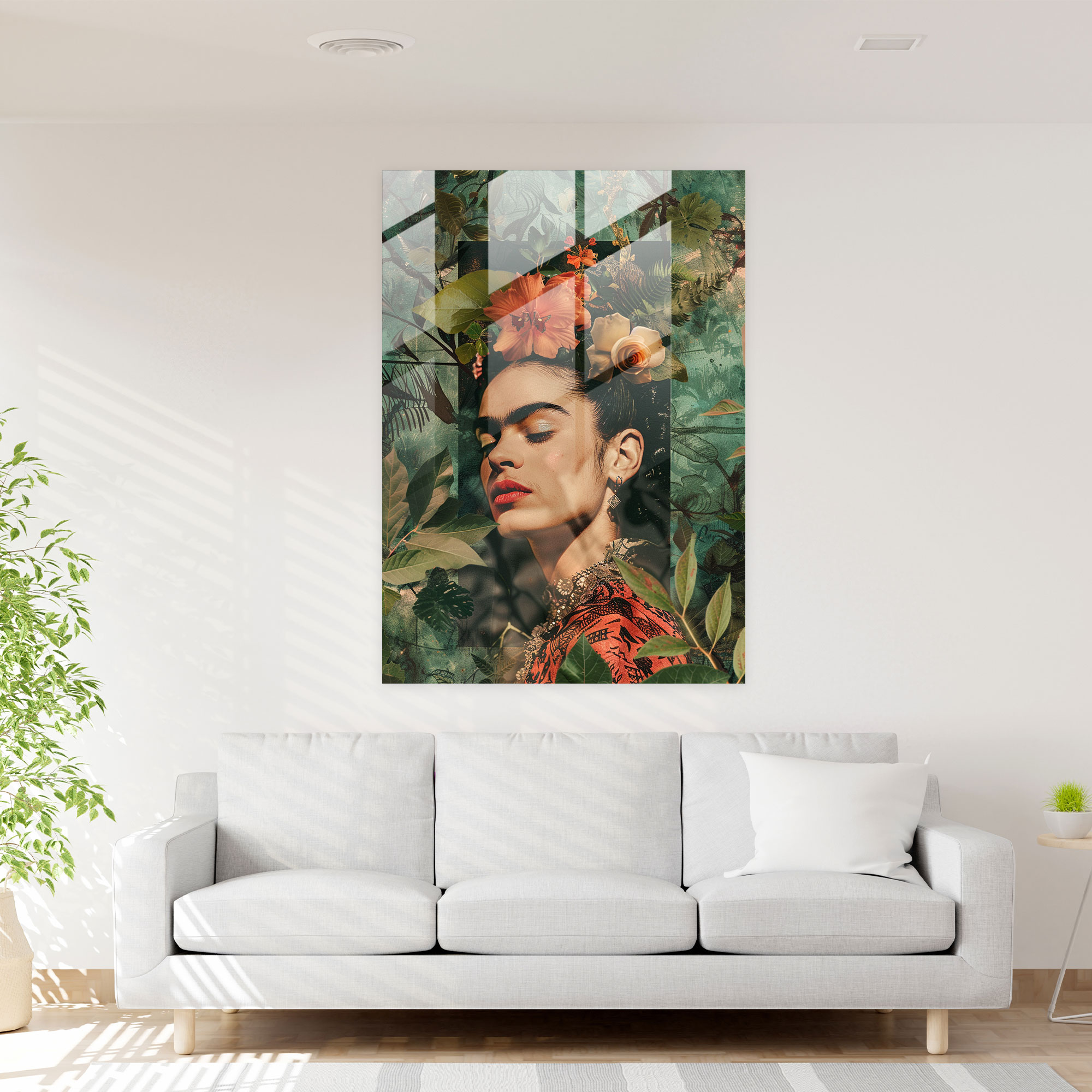Frida Kahlo Tarzı Cam Duvar Sanatı - Ev Dekorasyonu Cam Tablo Duvar Dekorasyonu