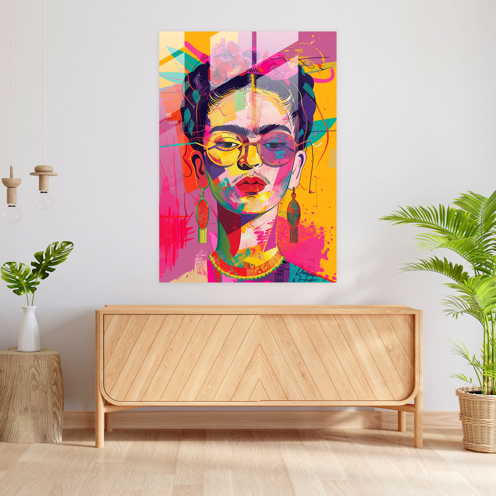 Frida Kahlo Tarzı Duvar Dekorasyonu - Frida Kahlo Eserleri Cam Tablo Duvar Dekorasyonu Cam Sanatı