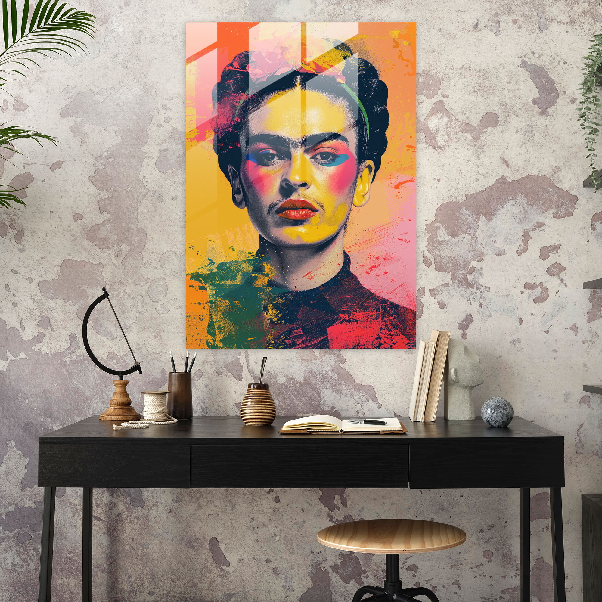Frida Kahlo Tarzı Cam Duvar Sanatı - Frida Kahlo Eserleri Cam Sanatı Duvar Dekorasyonu