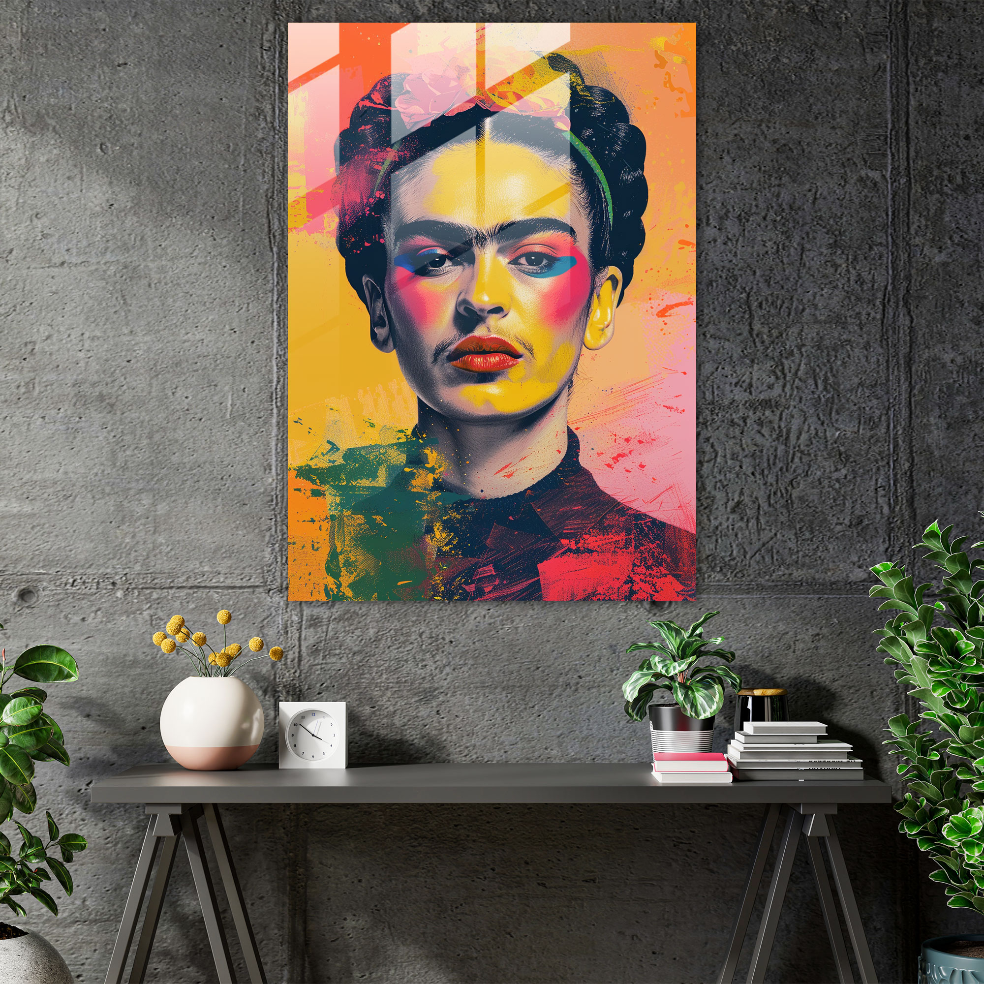 Frida Kahlo Tarzı Cam Duvar Sanatı - Frida Kahlo Eserleri Cam Sanatı Duvar Dekorasyonu