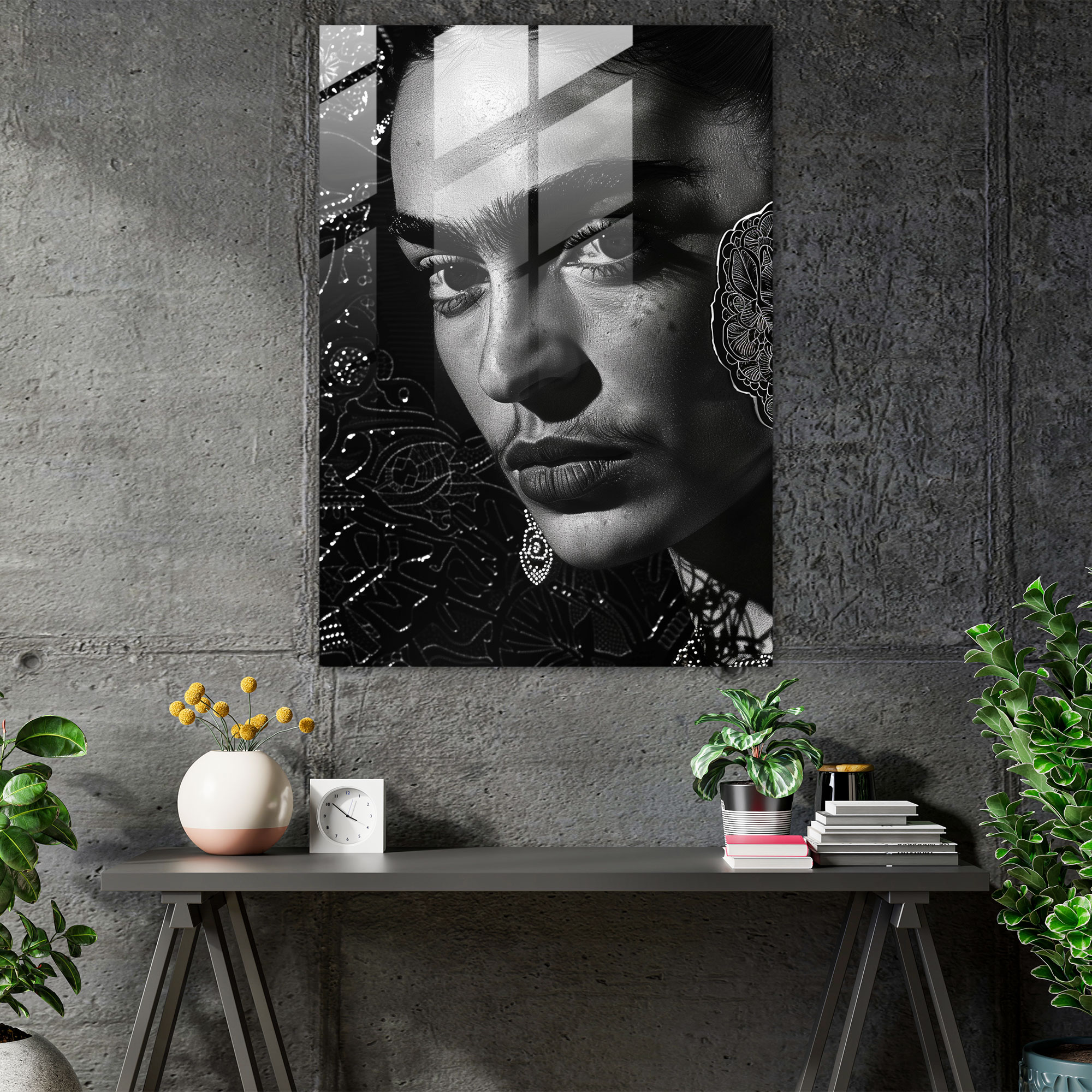 Frida Kahlo Tarzı Duvar Dekorasyonu - Frida Kahlo Eserleri Cam Tablo Duvar Dekorasyonu