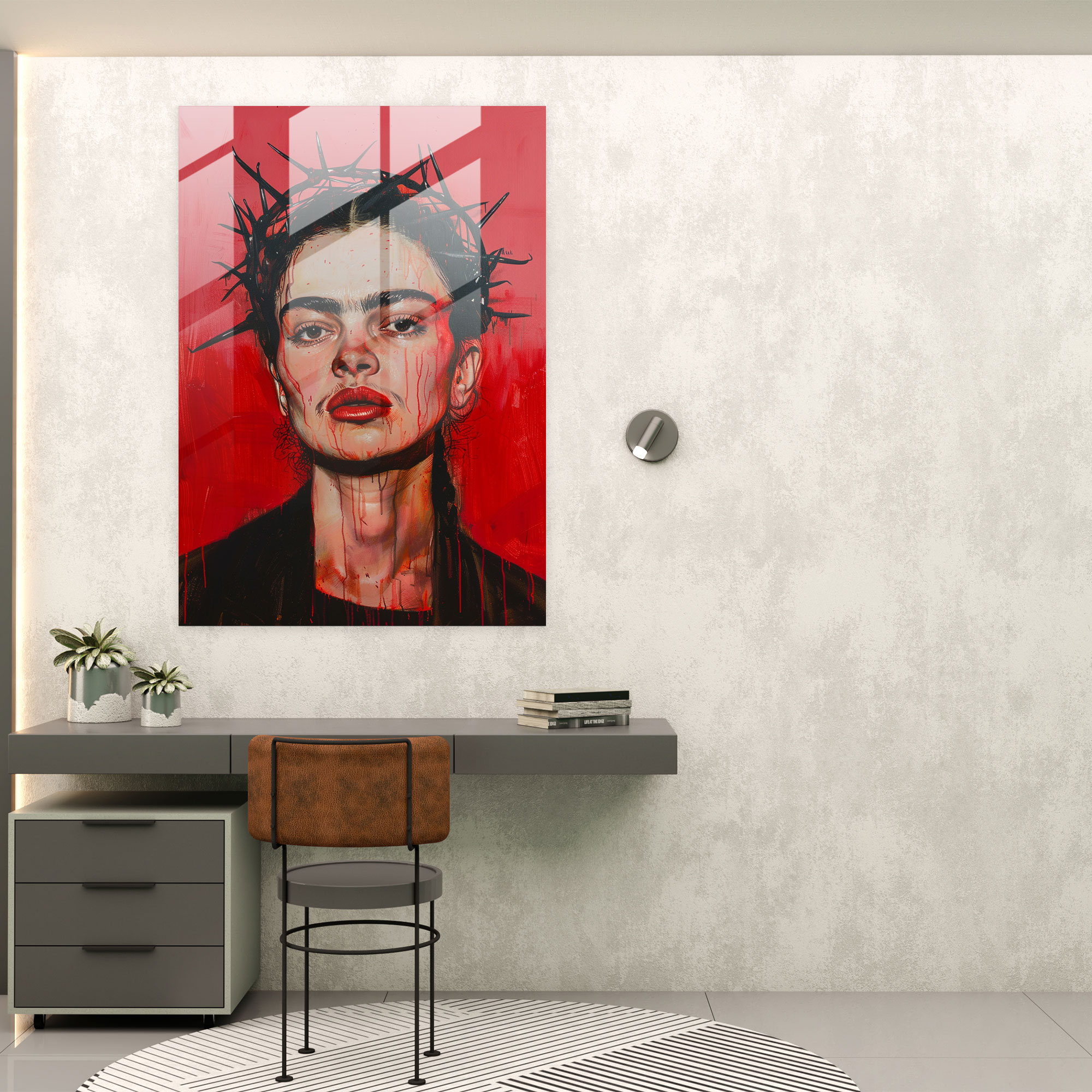 Frida Kahlo Tarzı Cam Ev Dekorasyonu - Frida Kahlo Eserleri Ev Dekorasyonu Cam Tablo Frida Kahlo Tarzı