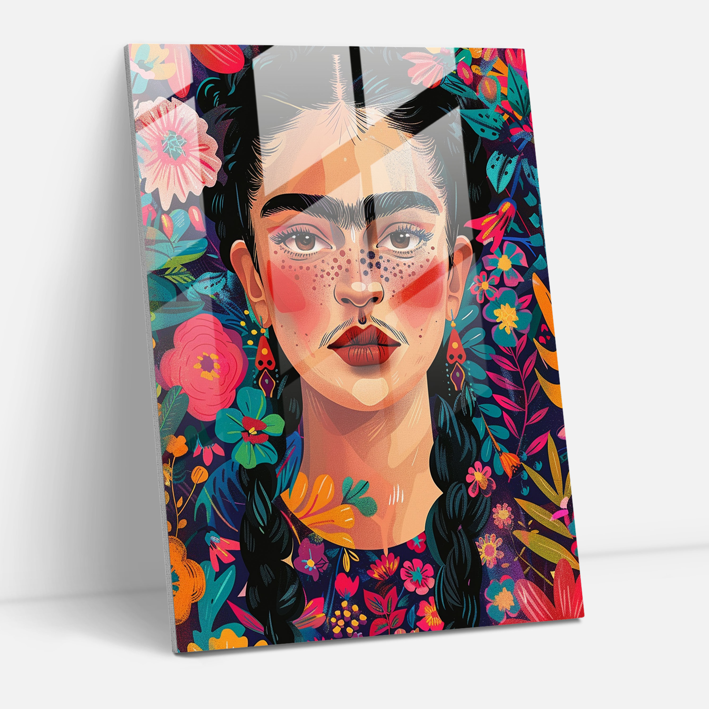 Frida Kahlo Tarzı Cam Tablo - Frida Kahlo Eserleri Modern Sanat Cam Sanatı